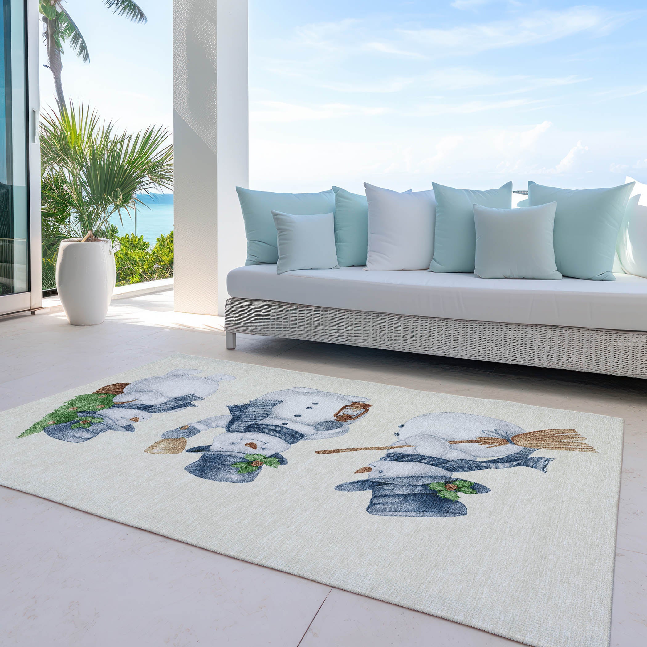 Luxury Machine Washable Indoor/Outdoor Holiday WN34 Ivory Rug 2'6" x 3'10" #shape_Rectangle
