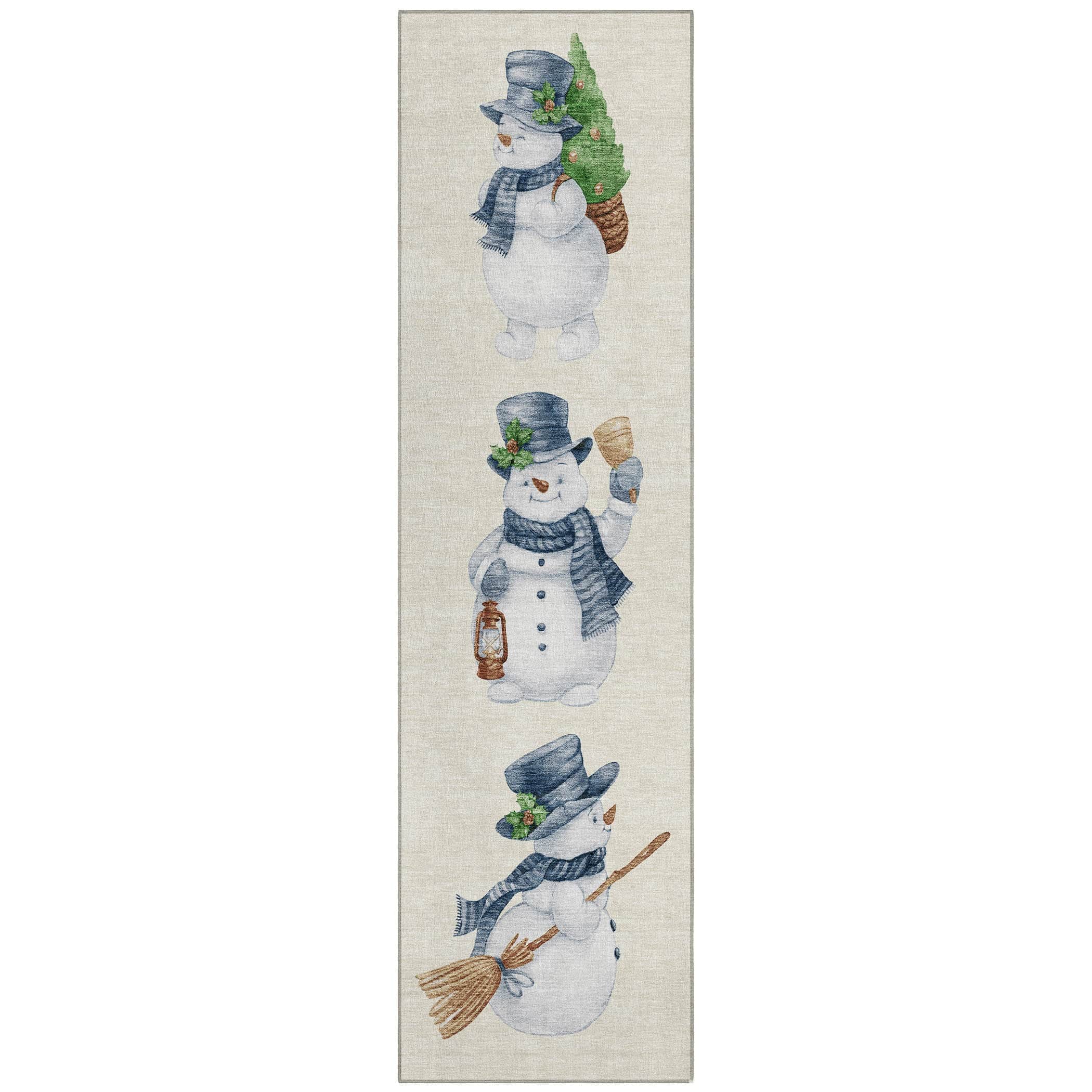 Luxury Machine Washable Indoor/Outdoor Holiday WN34 Ivory Rug 2'3" x 7'6" #shape_Runner