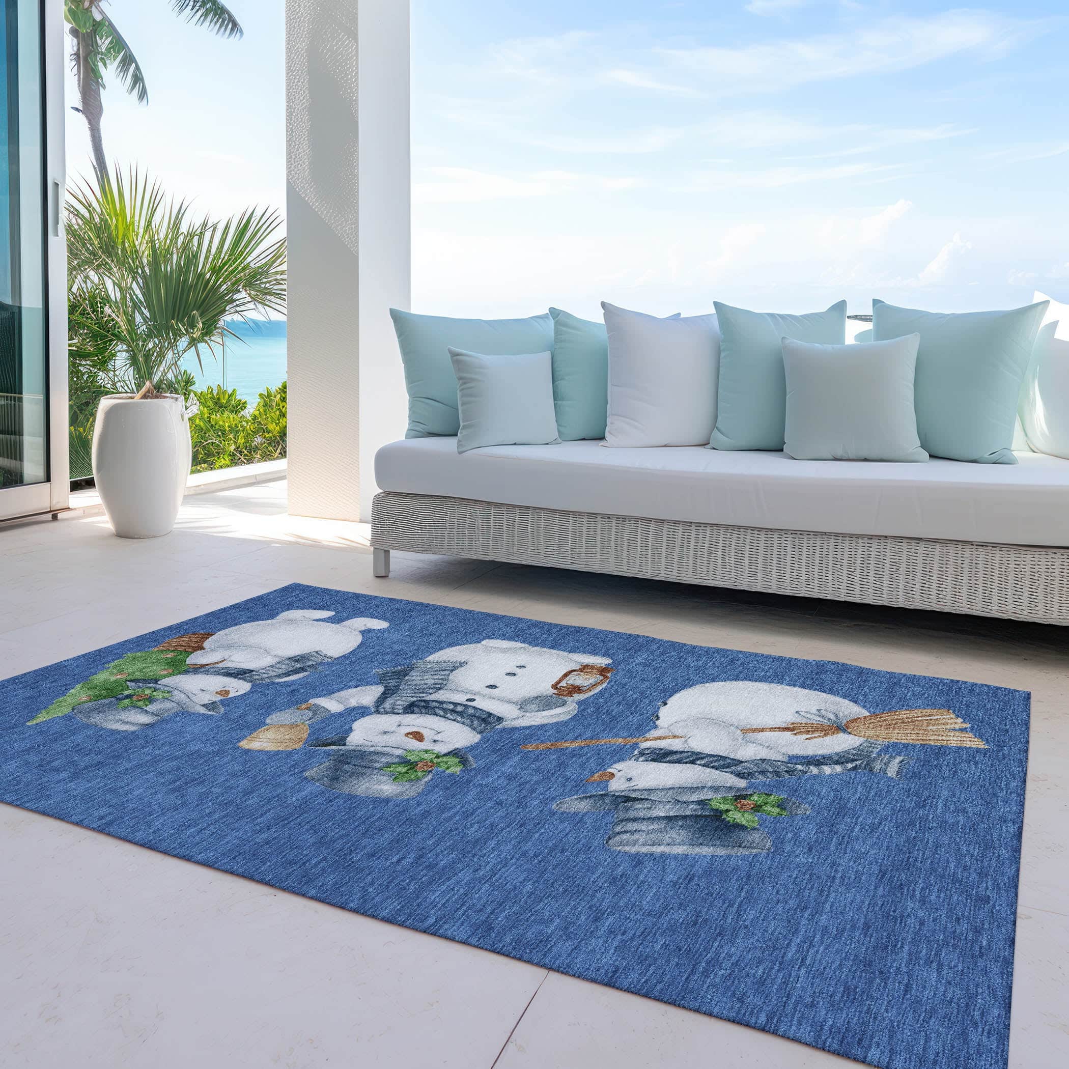 Luxury Machine Washable Indoor/Outdoor Holiday WN34 Navy Blue Rug 2'6" x 3'10" #shape_Rectangle