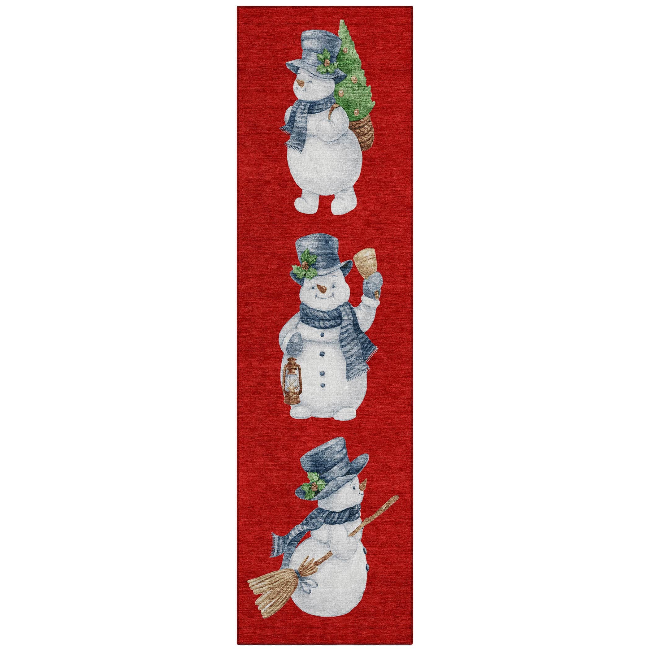 Luxury Machine Washable Indoor/Outdoor Holiday WN34 Red Rug 2'3" x 7'6" #shape_Runner