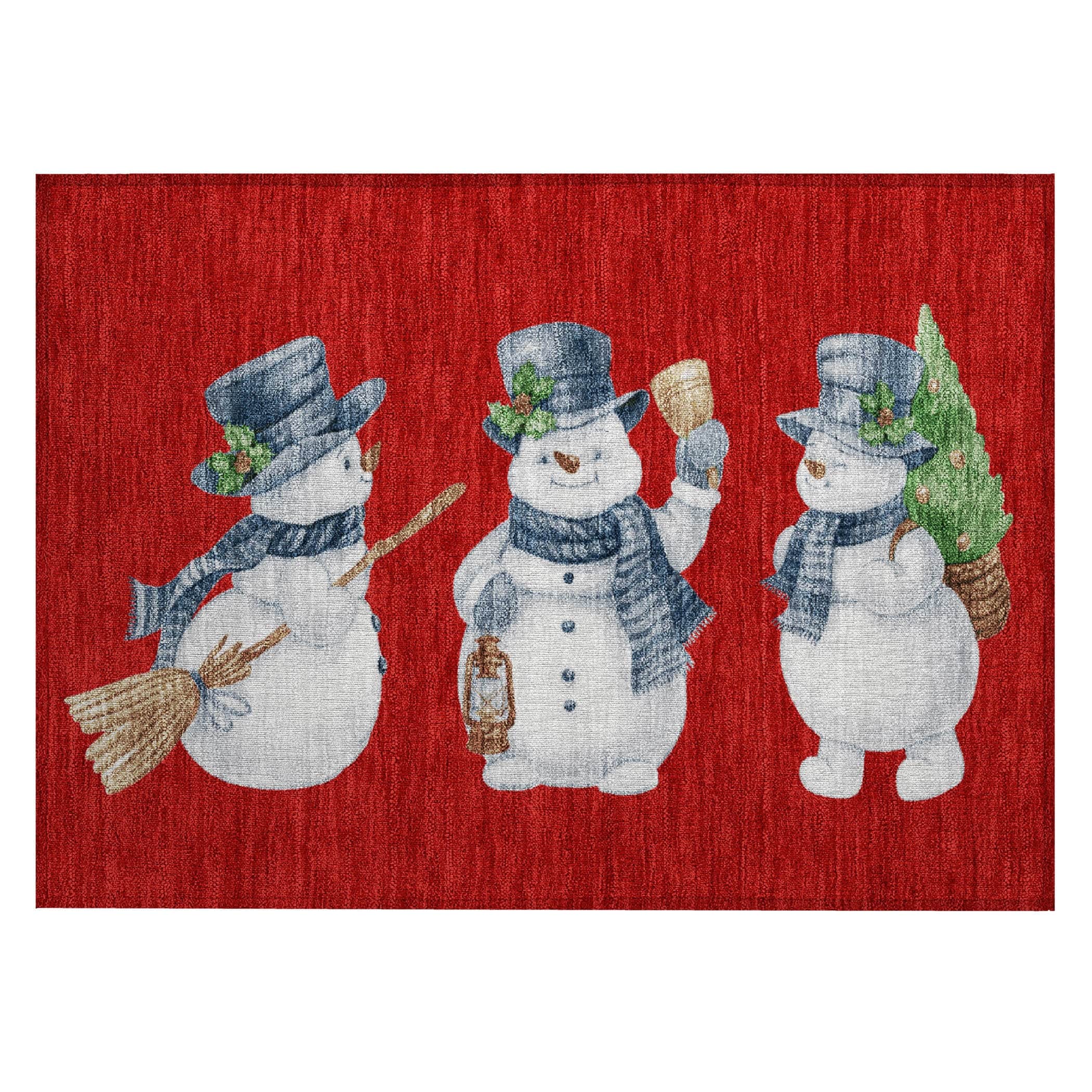 Luxury Machine Washable Indoor/Outdoor Holiday WN34 Red Rug 1'8" x 2'6" #shape_Rectangle