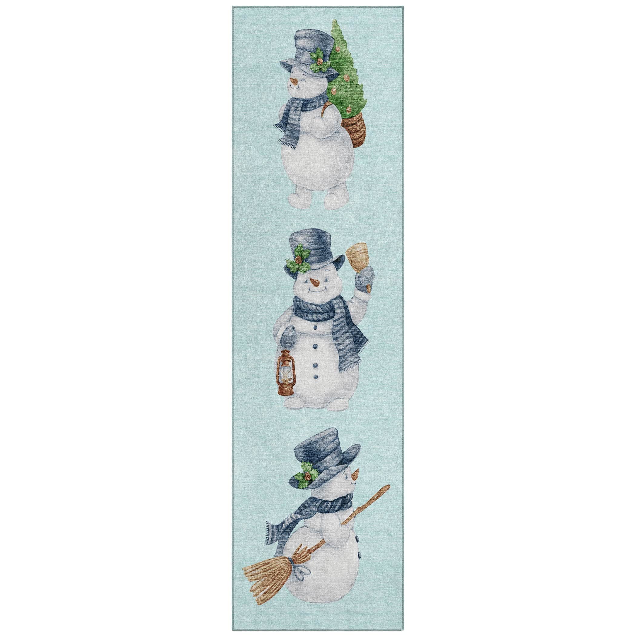 Luxury Machine Washable Indoor/Outdoor Holiday WN34 Sky Blue Rug 2'3" x 7'6" #shape_Runner