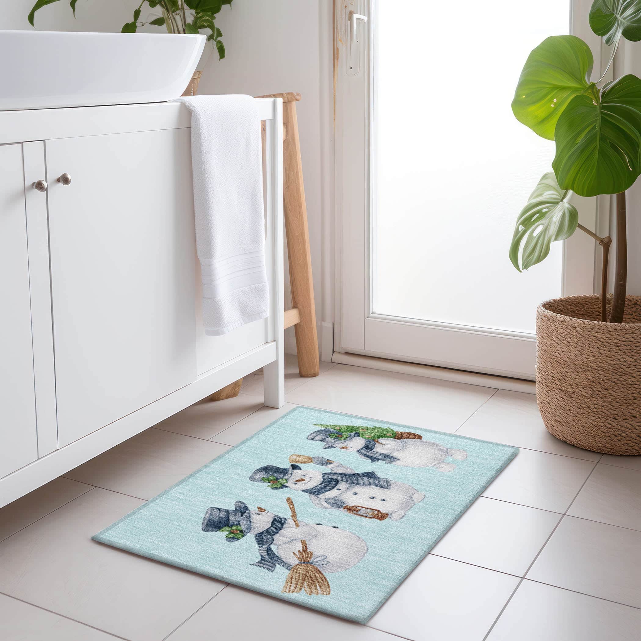 Luxury Machine Washable Indoor/Outdoor Holiday WN34 Sky Blue Rug 1'8" x 2'6" #shape_Rectangle