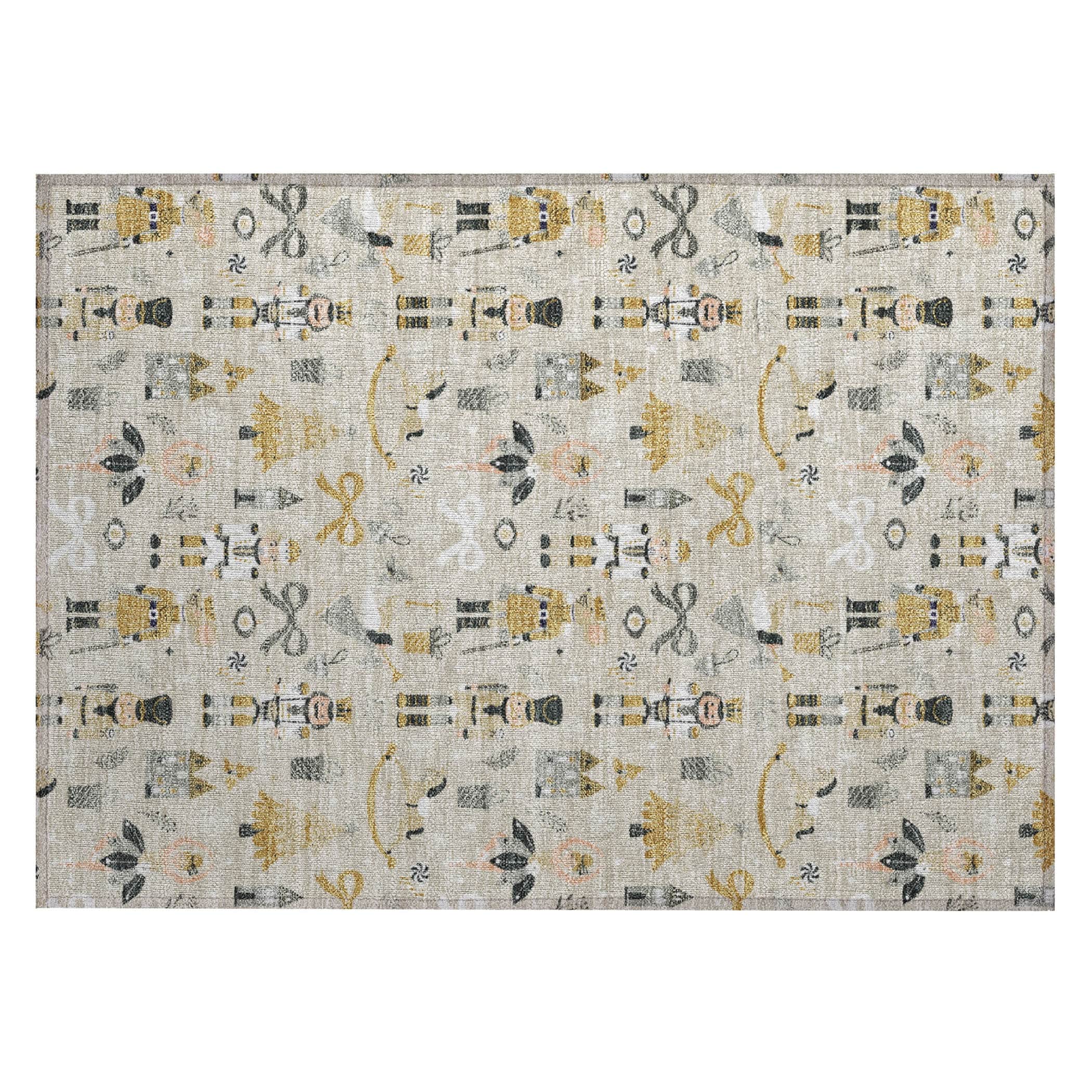 Luxury Machine Washable Indoor/Outdoor Holiday WN35 Beige Ivory Rug 1'8" x 2'6" #shape_Rectangle