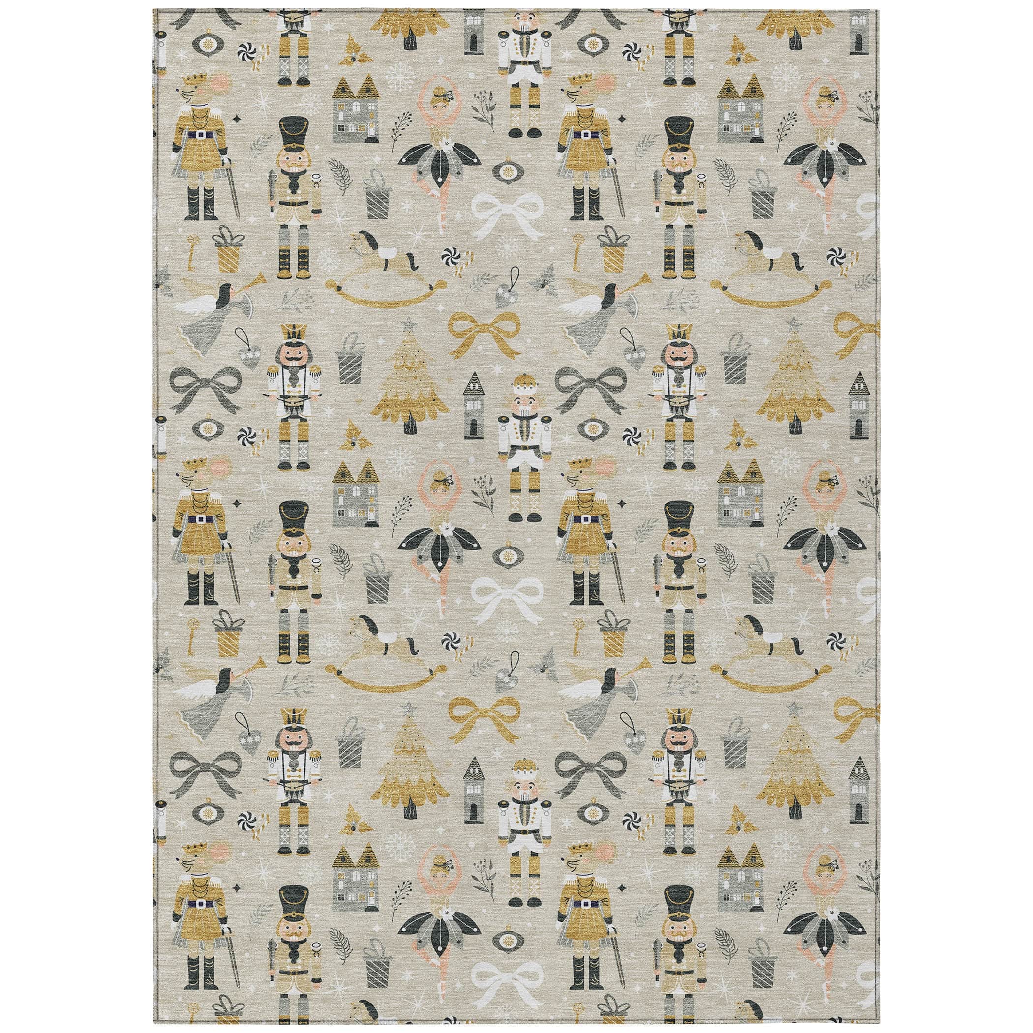 Luxury Machine Washable Indoor/Outdoor Holiday WN35 Beige Ivory Rug 2'6" x 3'10" #shape_Rectangle