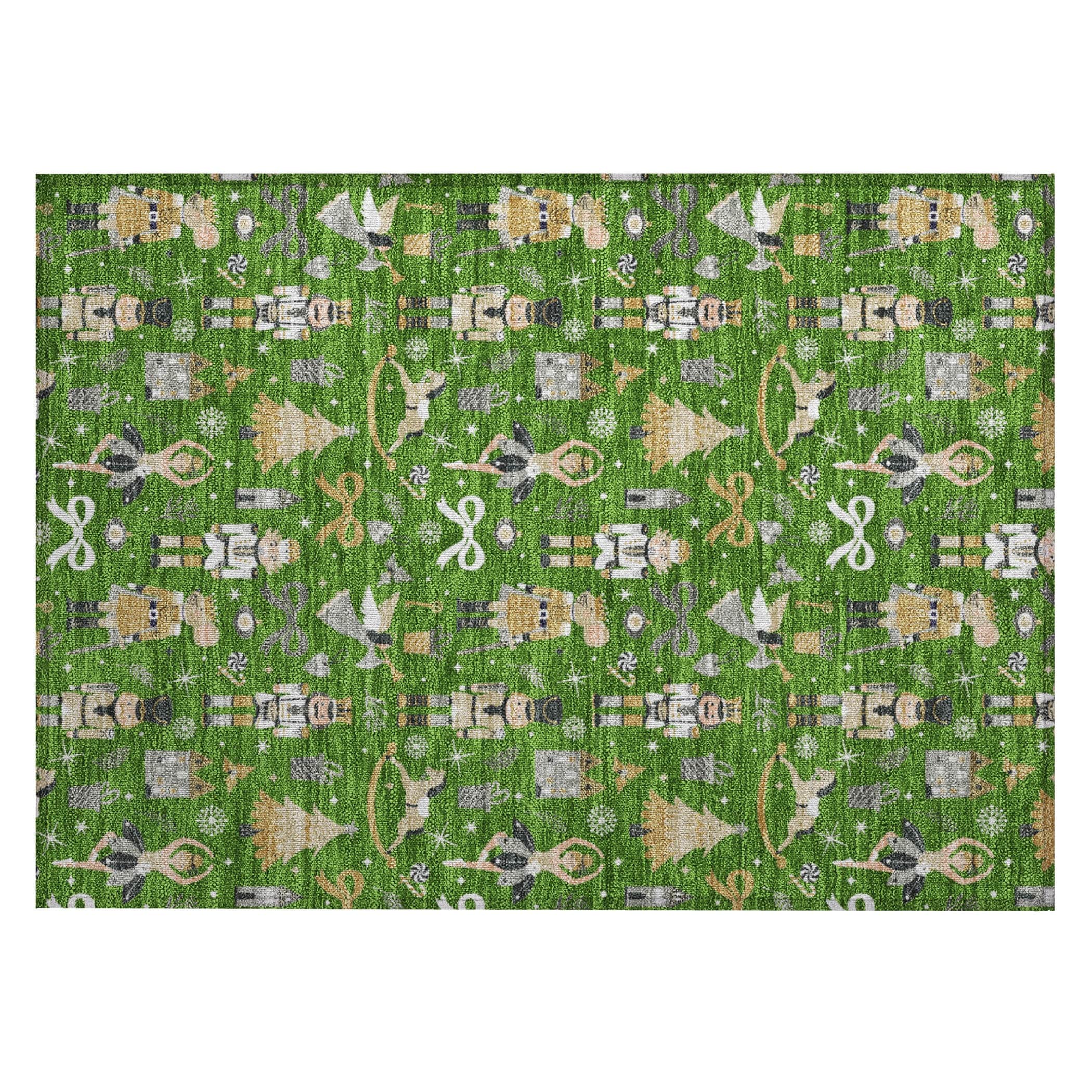 Luxury Machine Washable Indoor/Outdoor Holiday WN35 Green Rug 1'8" x 2'6" #shape_Rectangle