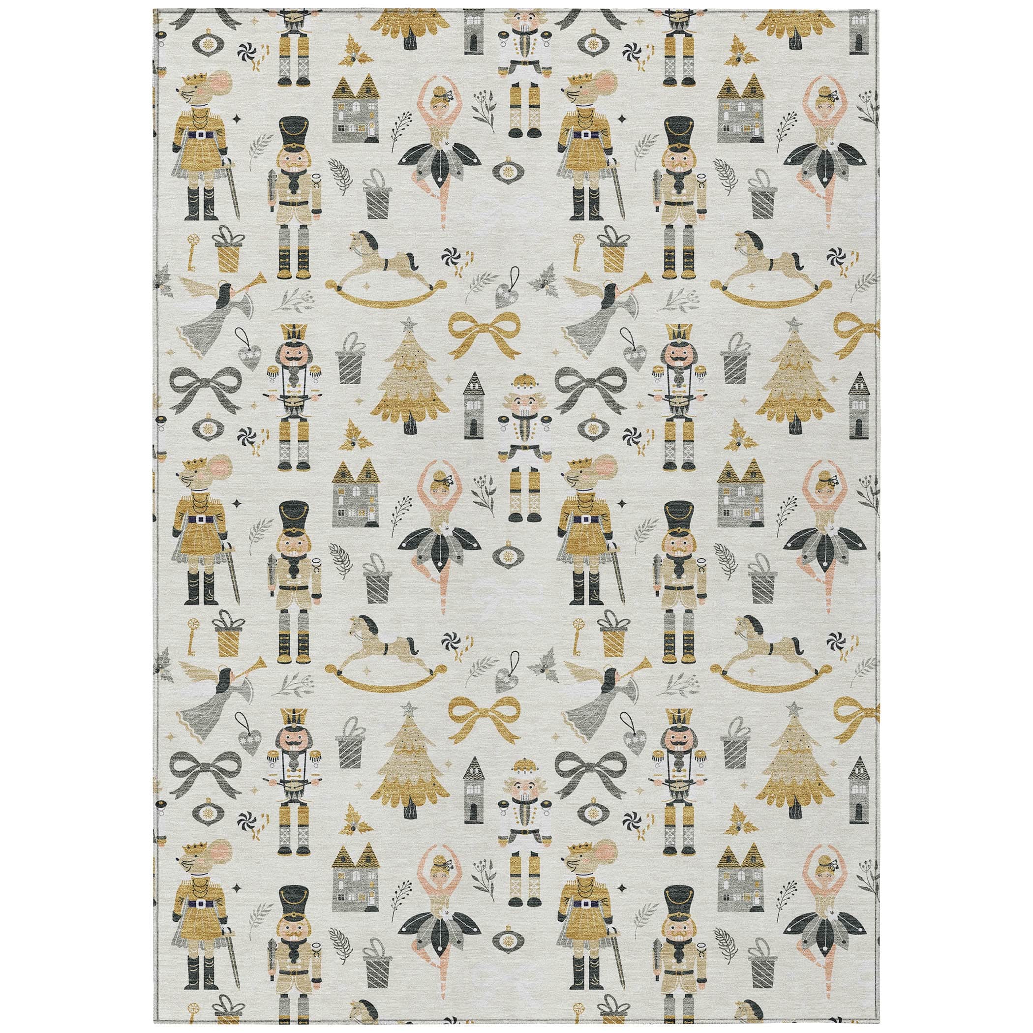 Luxury Machine Washable Indoor/Outdoor Holiday WN35 Ivory Rug 2'6" x 3'10" #shape_Rectangle