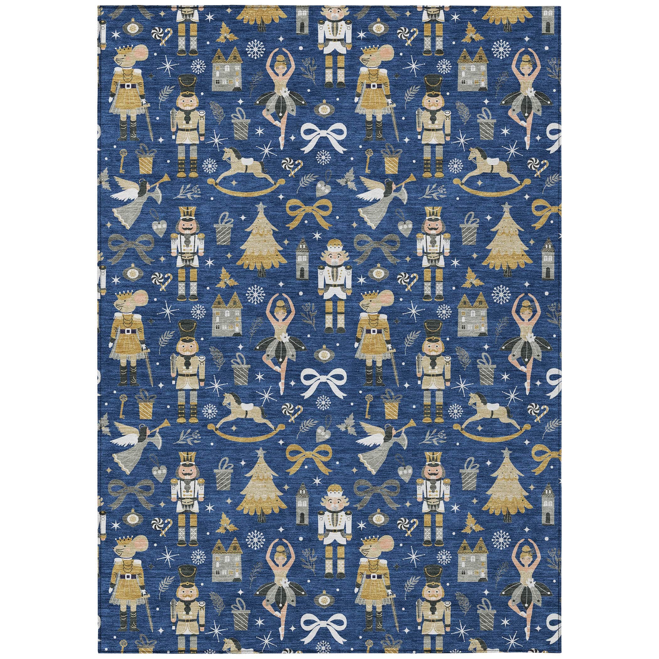 Luxury Machine Washable Indoor/Outdoor Holiday WN35 Navy Blue Rug 2'6" x 3'10" #shape_Rectangle