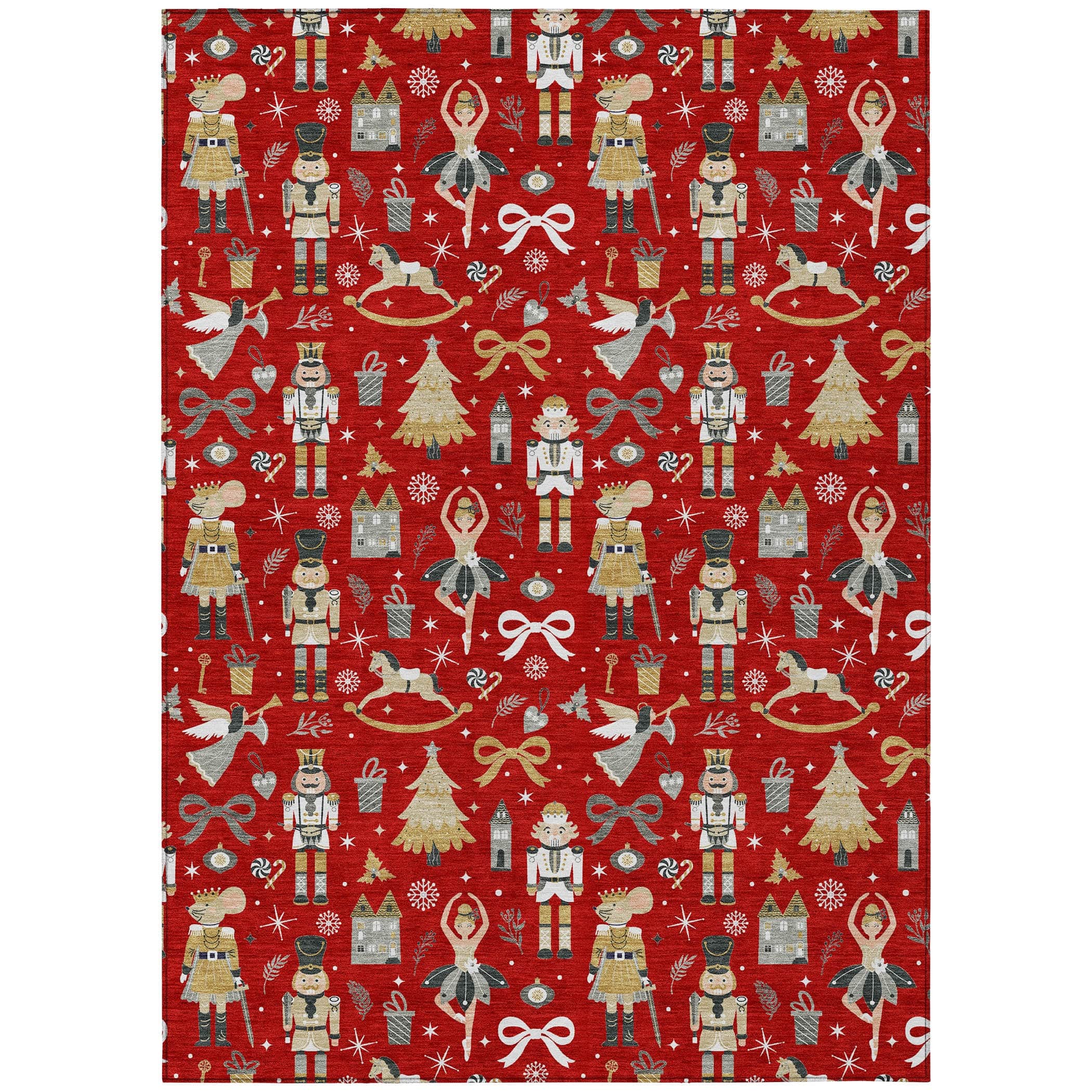 Luxury Machine Washable Indoor/Outdoor Holiday WN35 Red Rug 2'6" x 3'10" #shape_Rectangle
