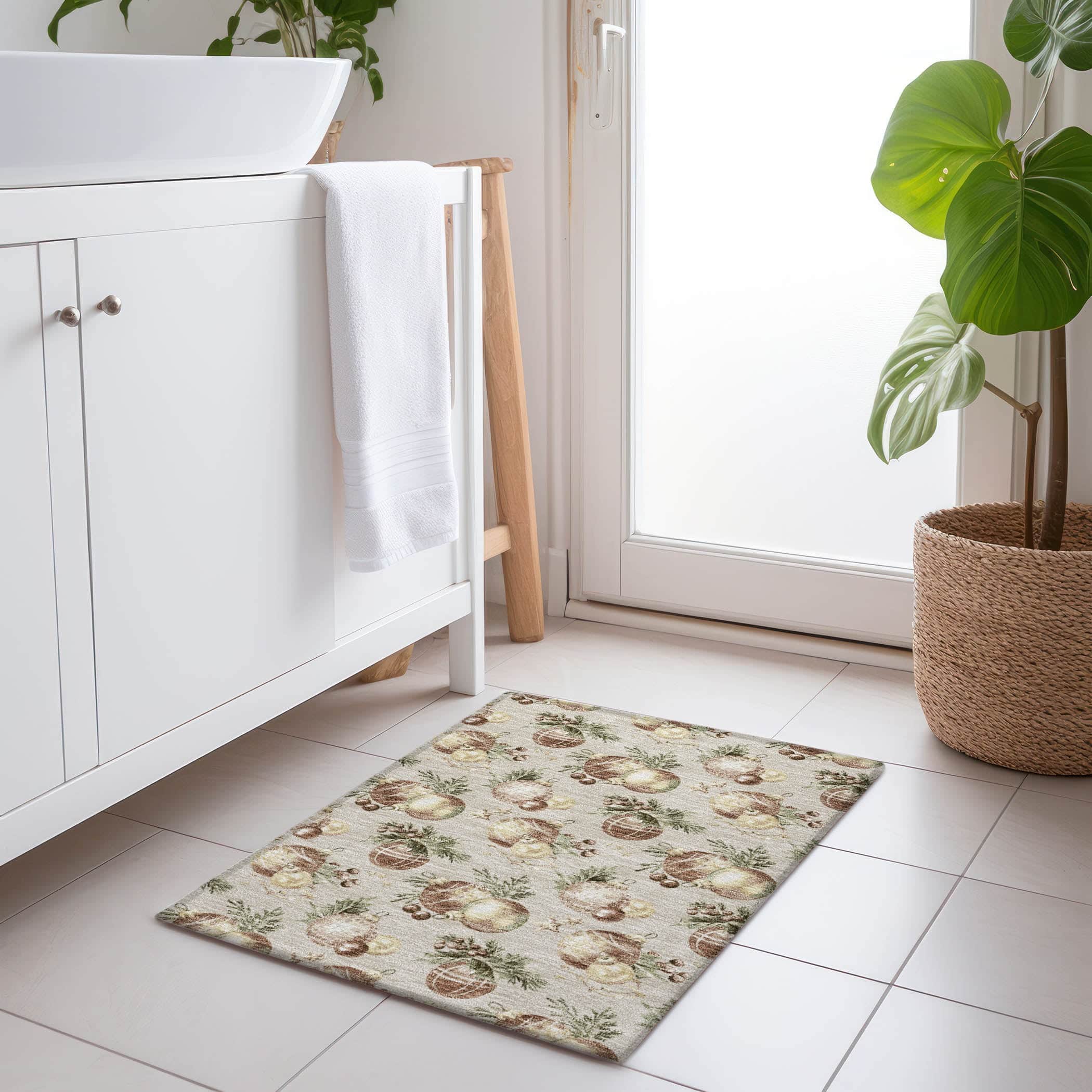 Luxury Machine Washable Indoor/Outdoor Holiday WN36 Beige Ivory Rug 1'8" x 2'6" #shape_Rectangle