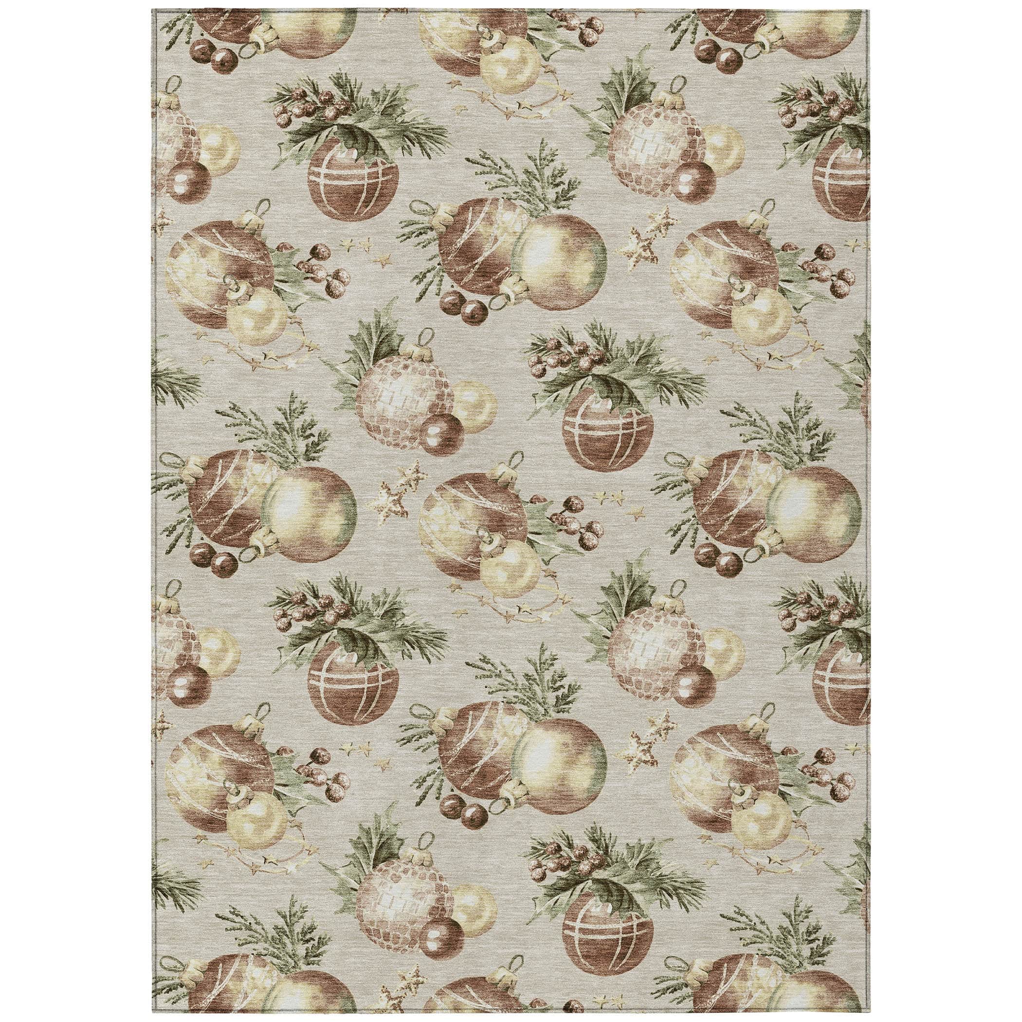 Luxury Machine Washable Indoor/Outdoor Holiday WN36 Beige Ivory Rug 2'6" x 3'10" #shape_Rectangle