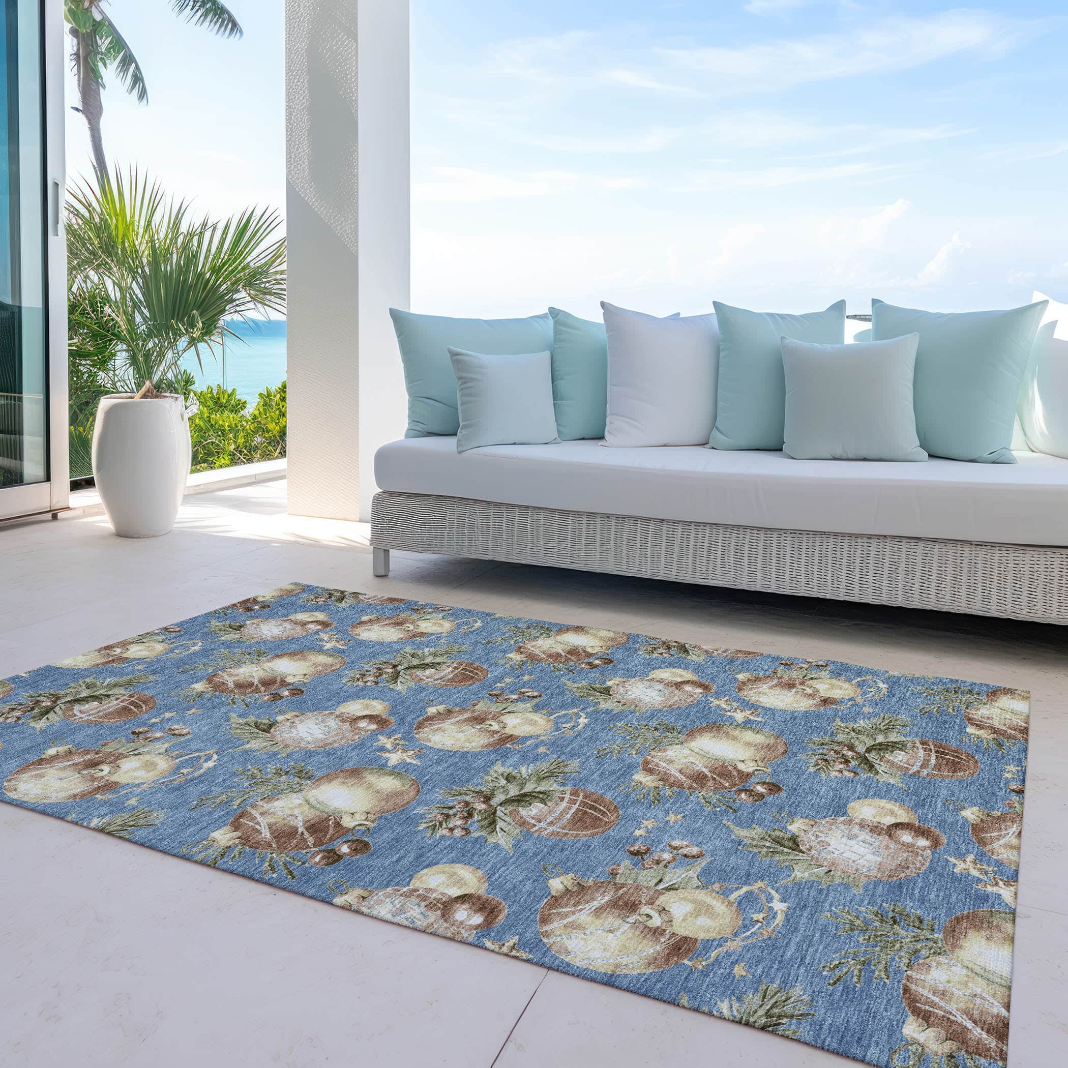 Luxury Machine Washable Indoor/Outdoor Holiday WN36 Denim Blue Rug 2'6" x 3'10" #shape_Rectangle