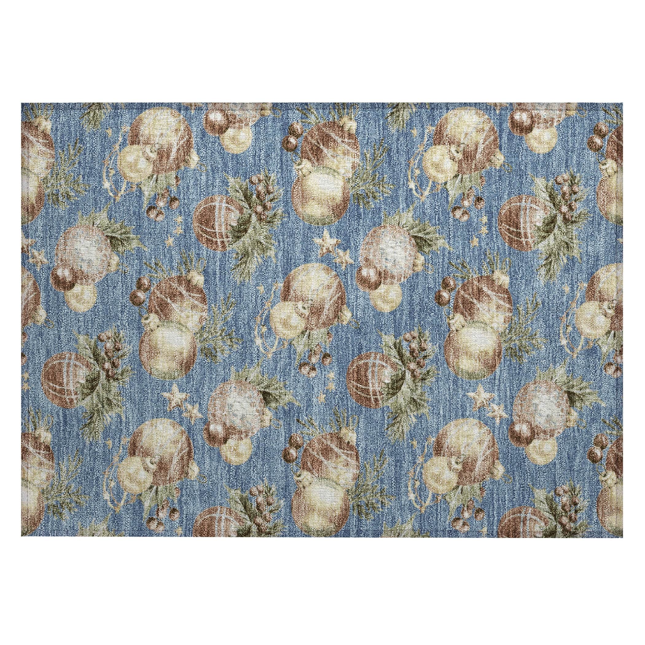 Luxury Machine Washable Indoor/Outdoor Holiday WN36 Denim Blue Rug 1'8" x 2'6" #shape_Rectangle