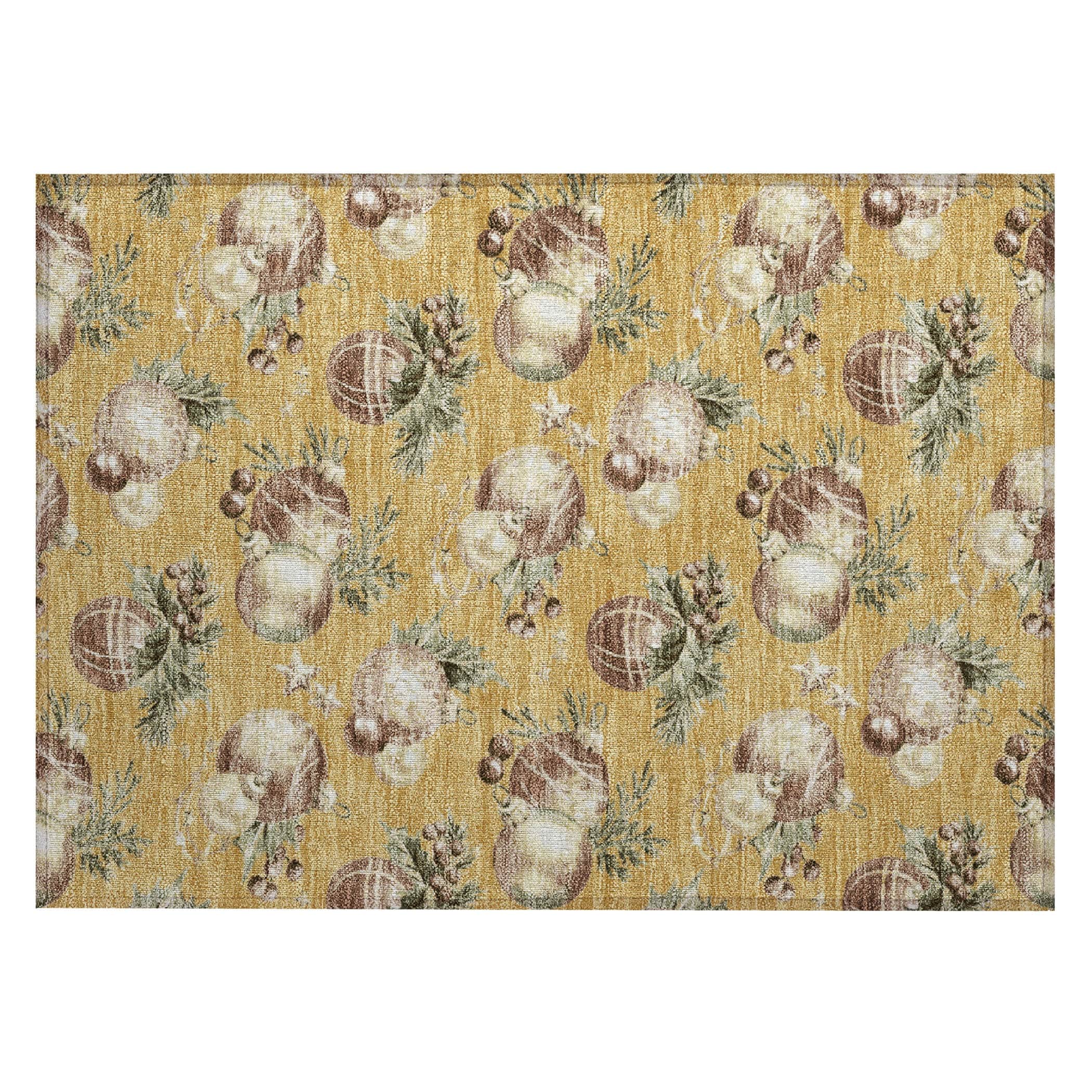 Luxury Machine Washable Indoor/Outdoor Holiday WN36 Gold Rug 1'8" x 2'6" #shape_Rectangle