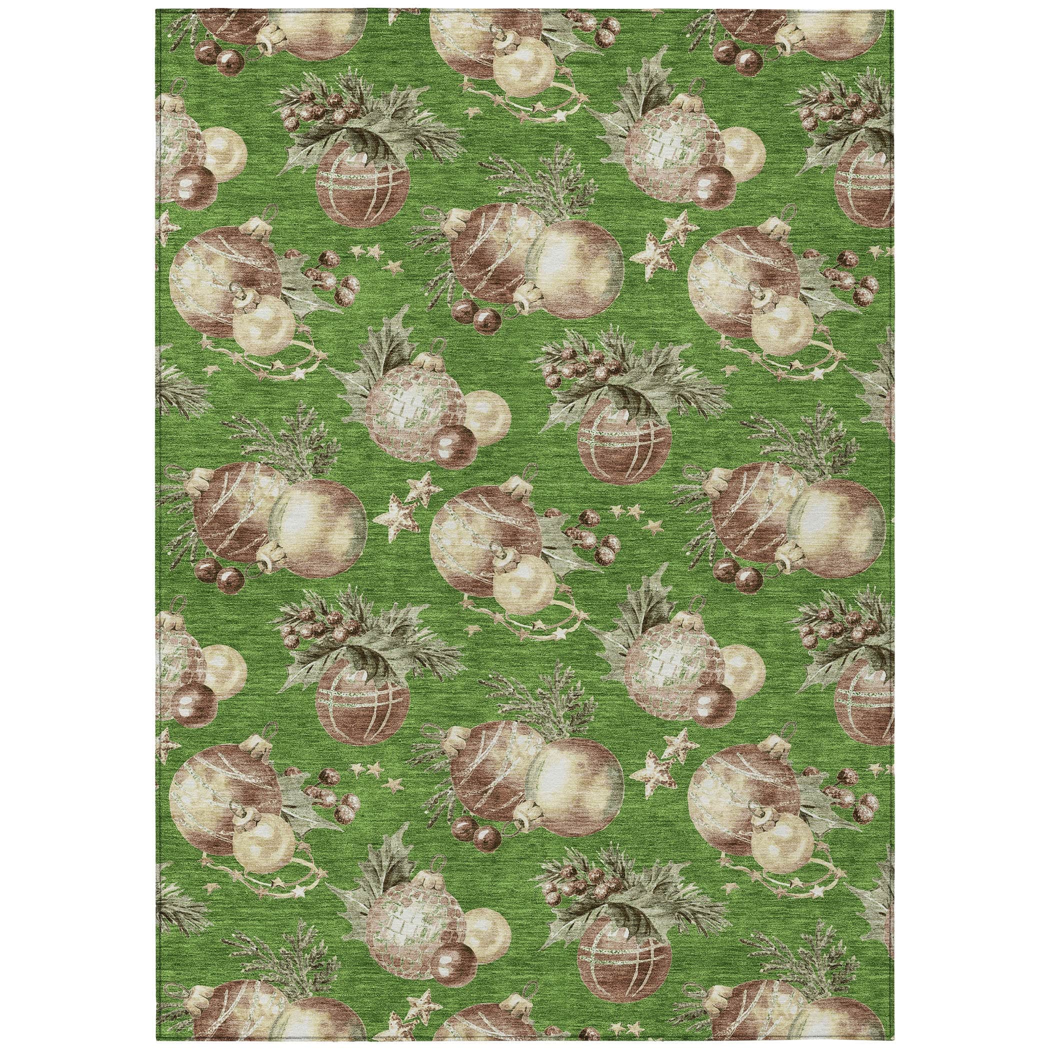 Luxury Machine Washable Indoor/Outdoor Holiday WN36 Green Rug 2'6" x 3'10" #shape_Rectangle