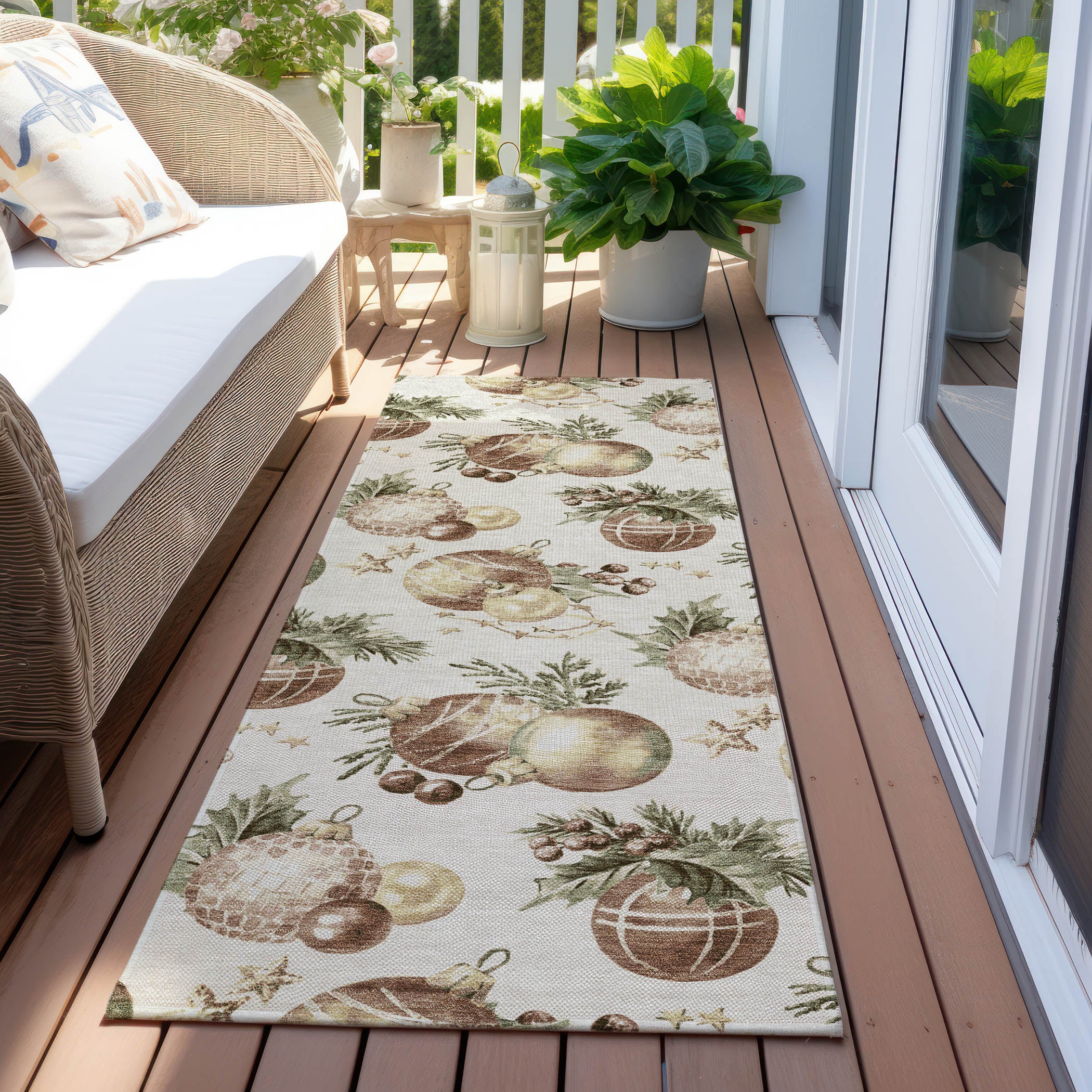 Luxury Machine Washable Indoor/Outdoor Holiday WN36 Ivory Rug 2'3" x 7'6" #shape_Runner
