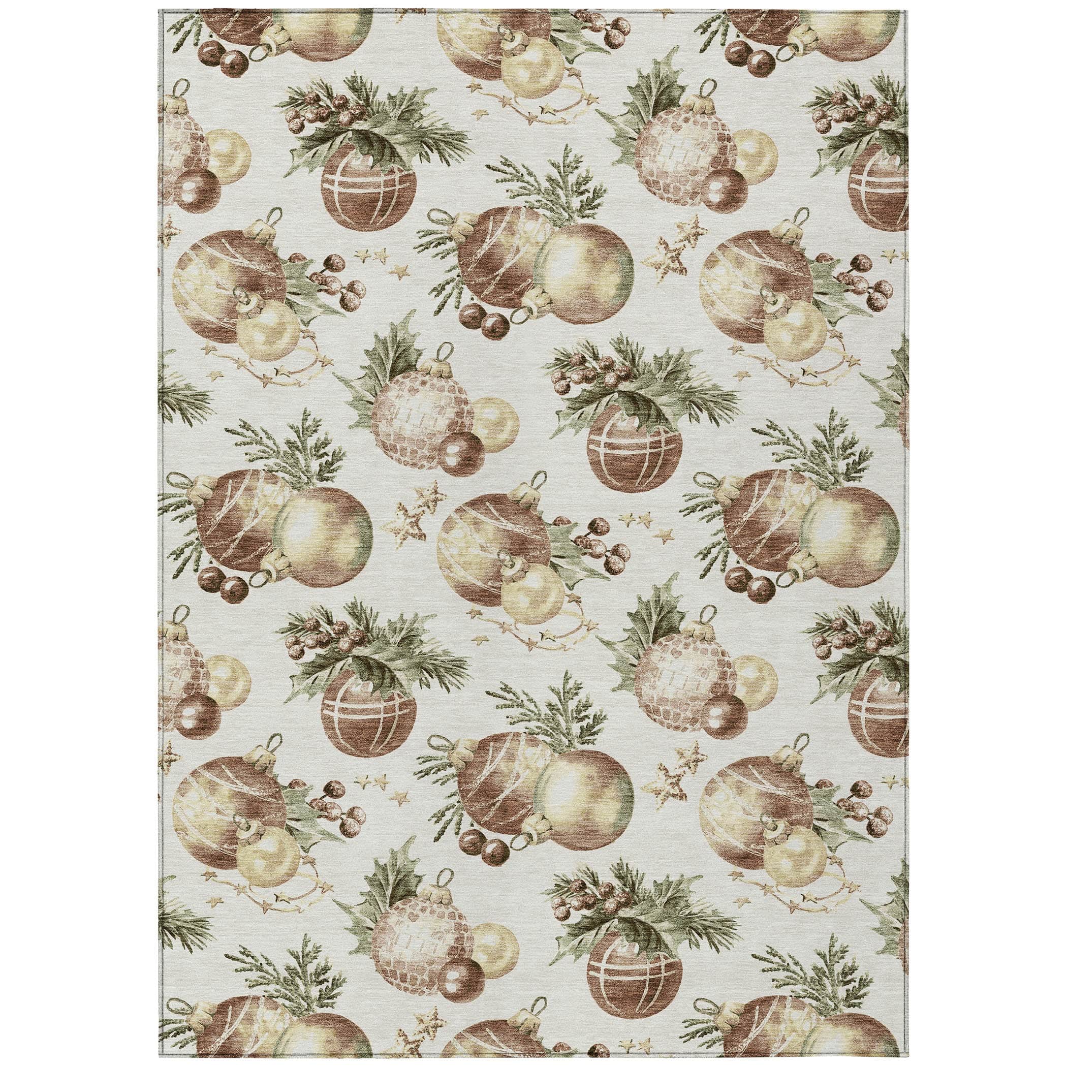 Luxury Machine Washable Indoor/Outdoor Holiday WN36 Ivory Rug 2'6" x 3'10" #shape_Rectangle