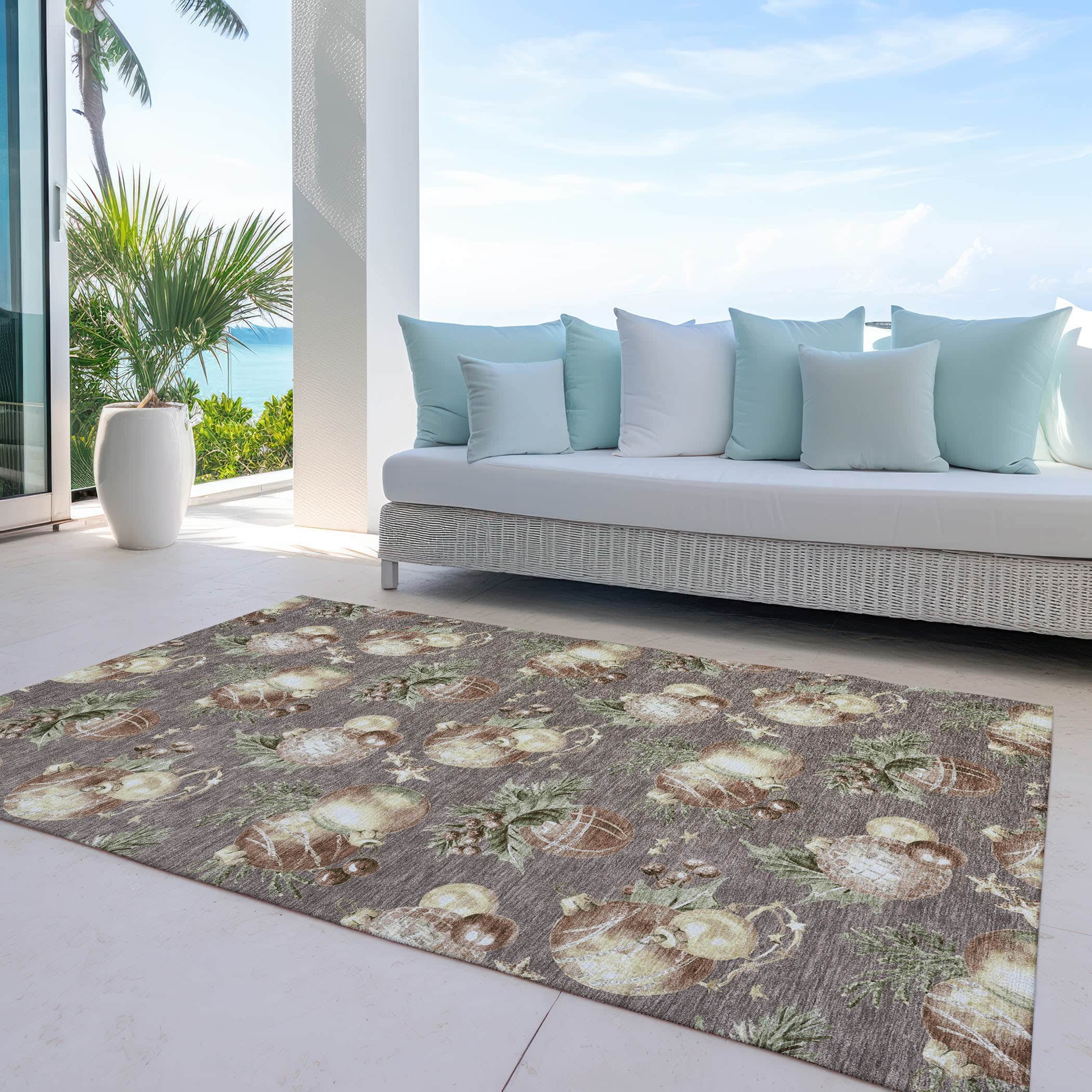 Luxury Machine Washable Indoor/Outdoor Holiday WN36 Taupe Brown Rug 2'6" x 3'10" #shape_Rectangle