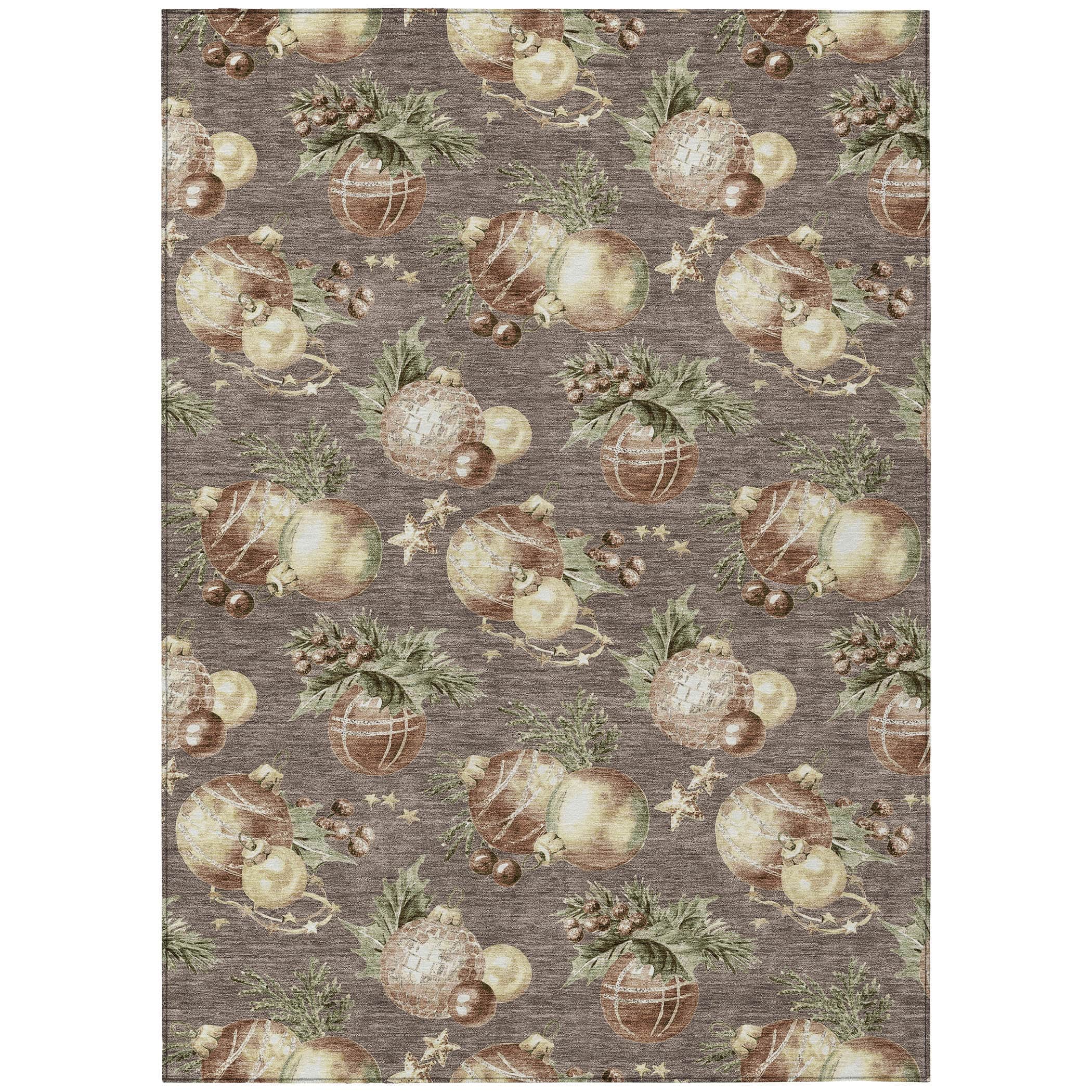 Luxury Machine Washable Indoor/Outdoor Holiday WN36 Taupe Brown Rug 2'6" x 3'10" #shape_Rectangle