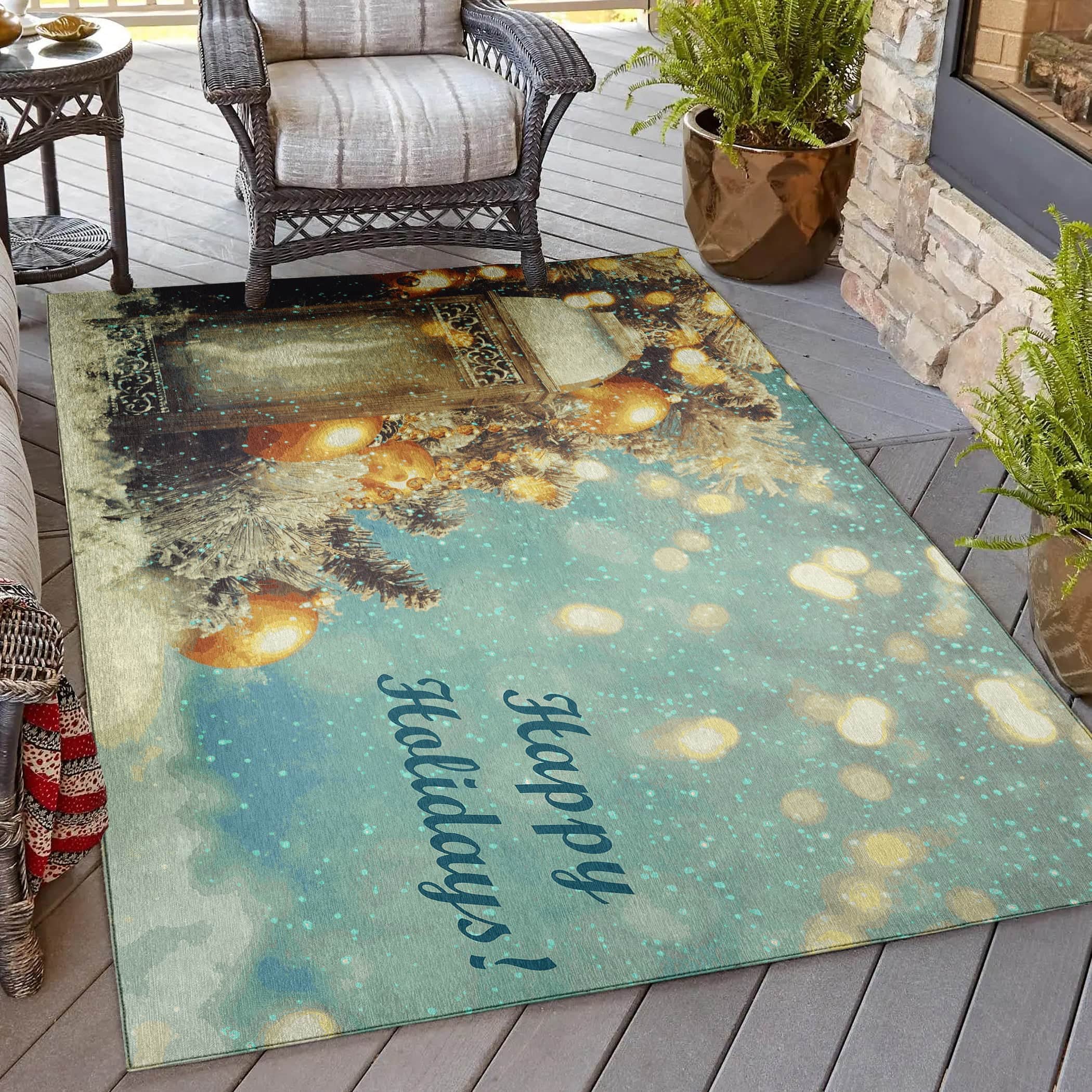 Luxury Machine Washable Indoor/Outdoor Holiday WN3 Skydust Blue Rug 2'6" x 3'10" #shape_Rectangle