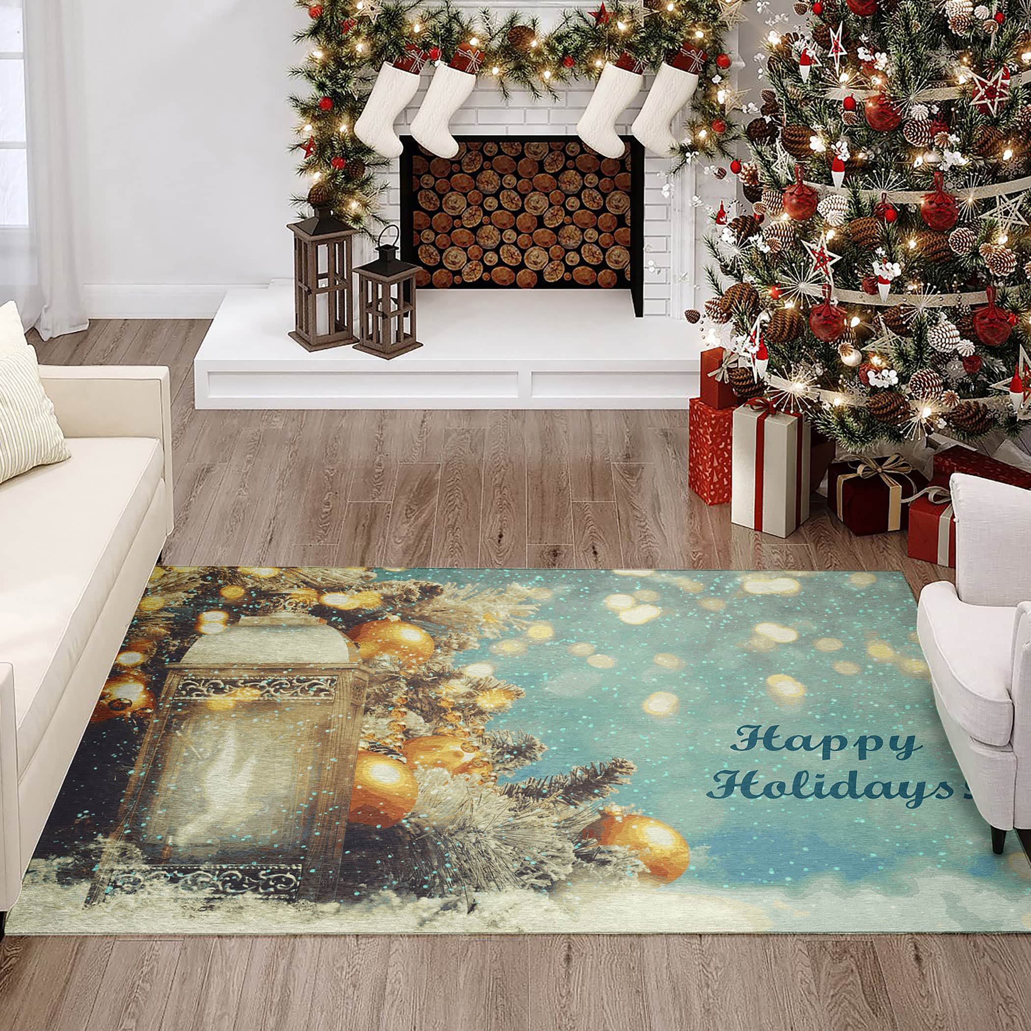 Luxury Machine Washable Indoor/Outdoor Holiday WN3 Skydust Blue Rug 2'6" x 3'10" #shape_Rectangle
