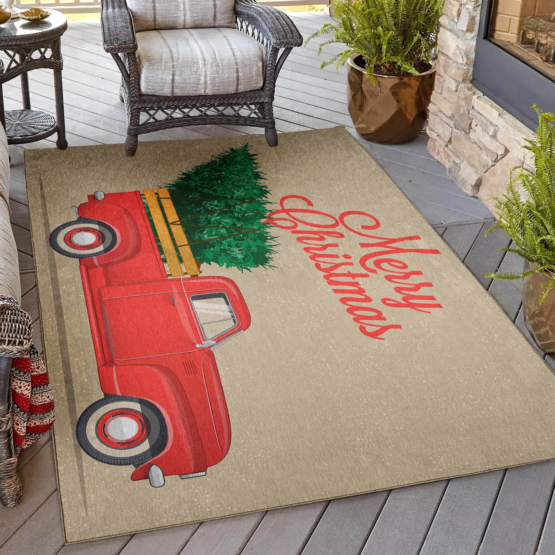 Luxury Machine Washable Indoor/Outdoor Holiday WN4 Putty Brown Rug 2'6" x 3'10" #shape_Rectangle