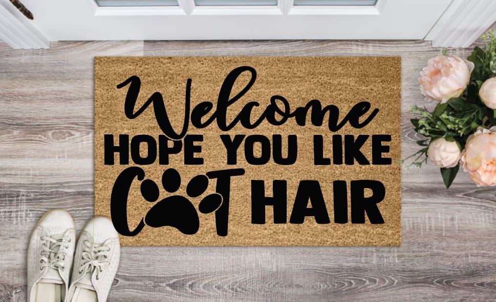 Welcome Hope You Like Cat Hair Paw Print Welcome Mat