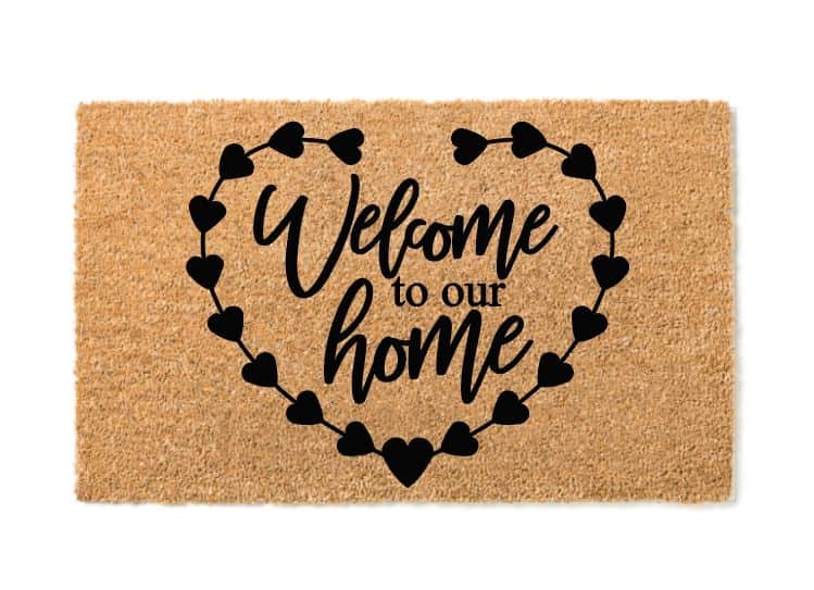 Welcome To Our Home Heart Welcome Mat
