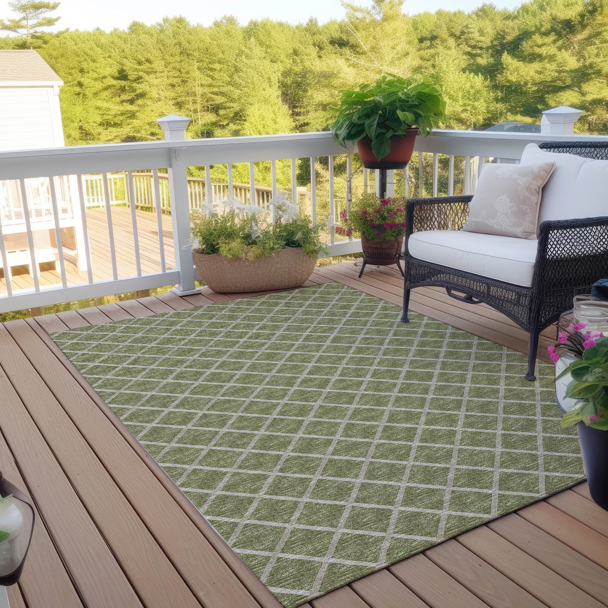 Luxury Machine Washable Indoor/Outdoor Transitional YO1 Aloe Green Rug 3' x 5' #shape_Rectangle