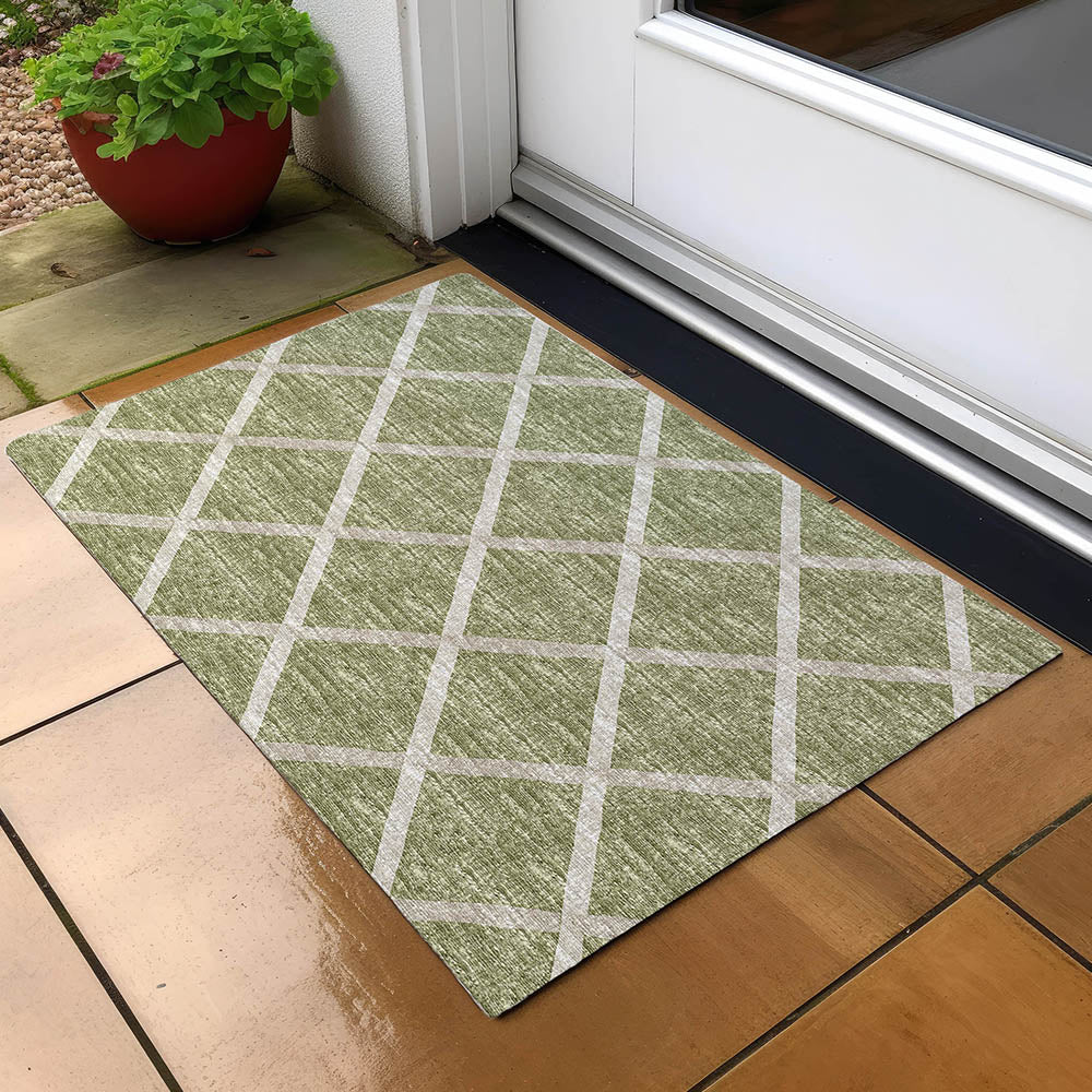 Luxury Machine Washable Indoor/Outdoor Transitional YO1 Aloe Green Rug 1'8" x 2'6" #shape_Rectangle