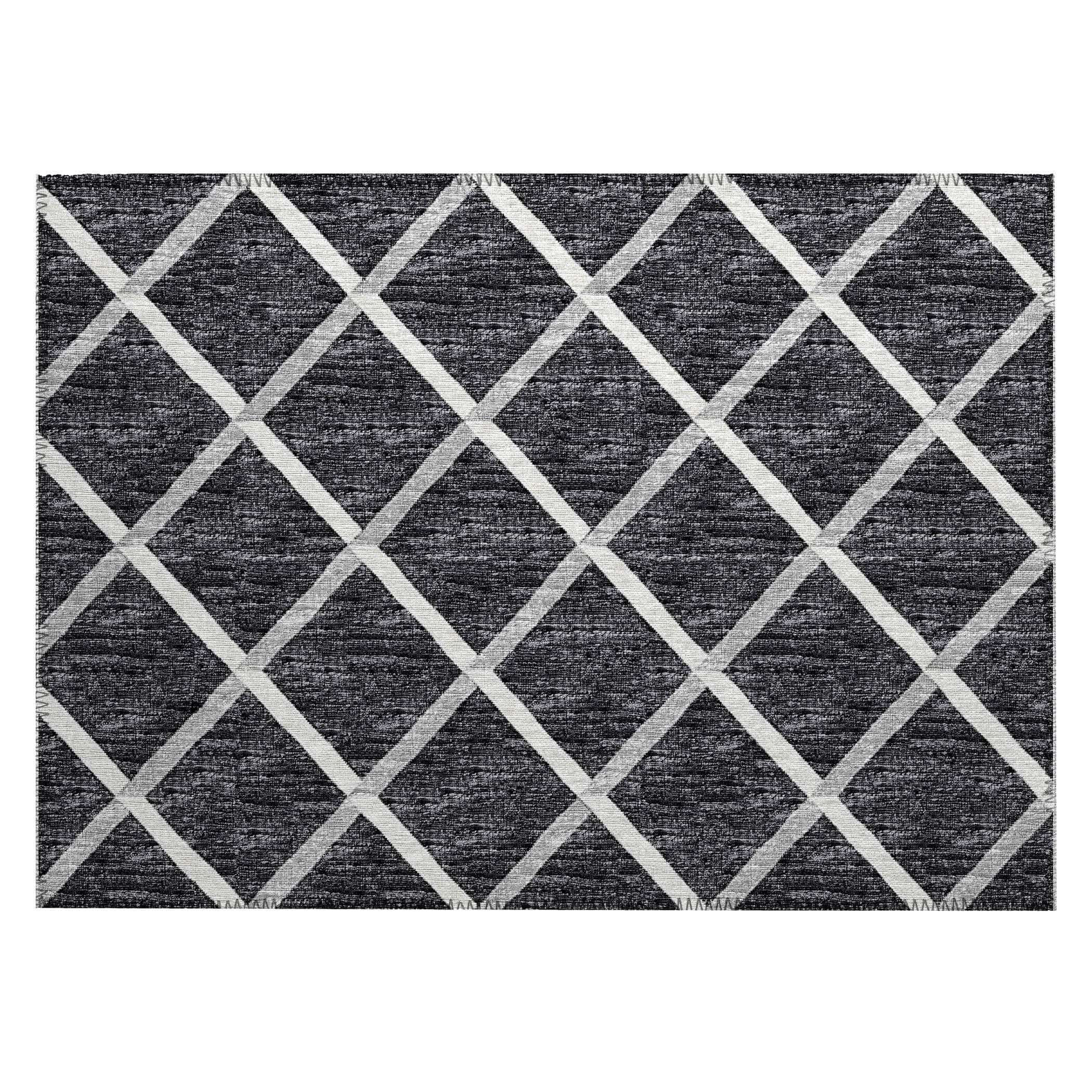 Luxury Machine Washable Indoor/Outdoor Transitional YO1 Black Rug 1'8" x 2'6" #shape_Rectangle