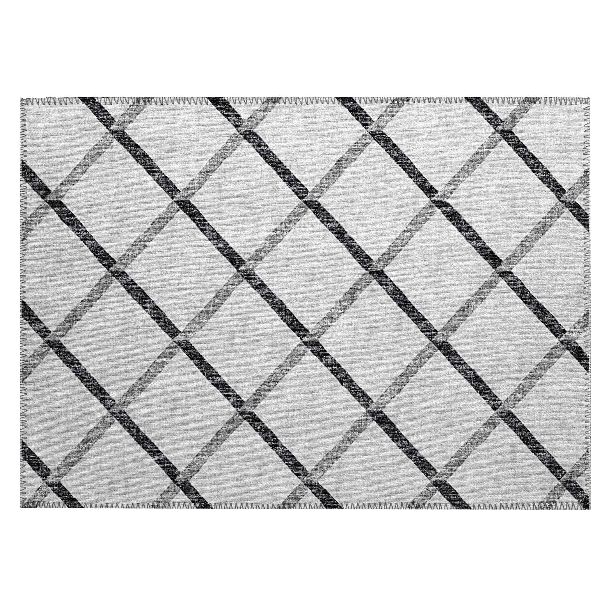 Luxury Machine Washable Indoor/Outdoor Transitional YO1 Gray Rug 1'8" x 2'6" #shape_Rectangle