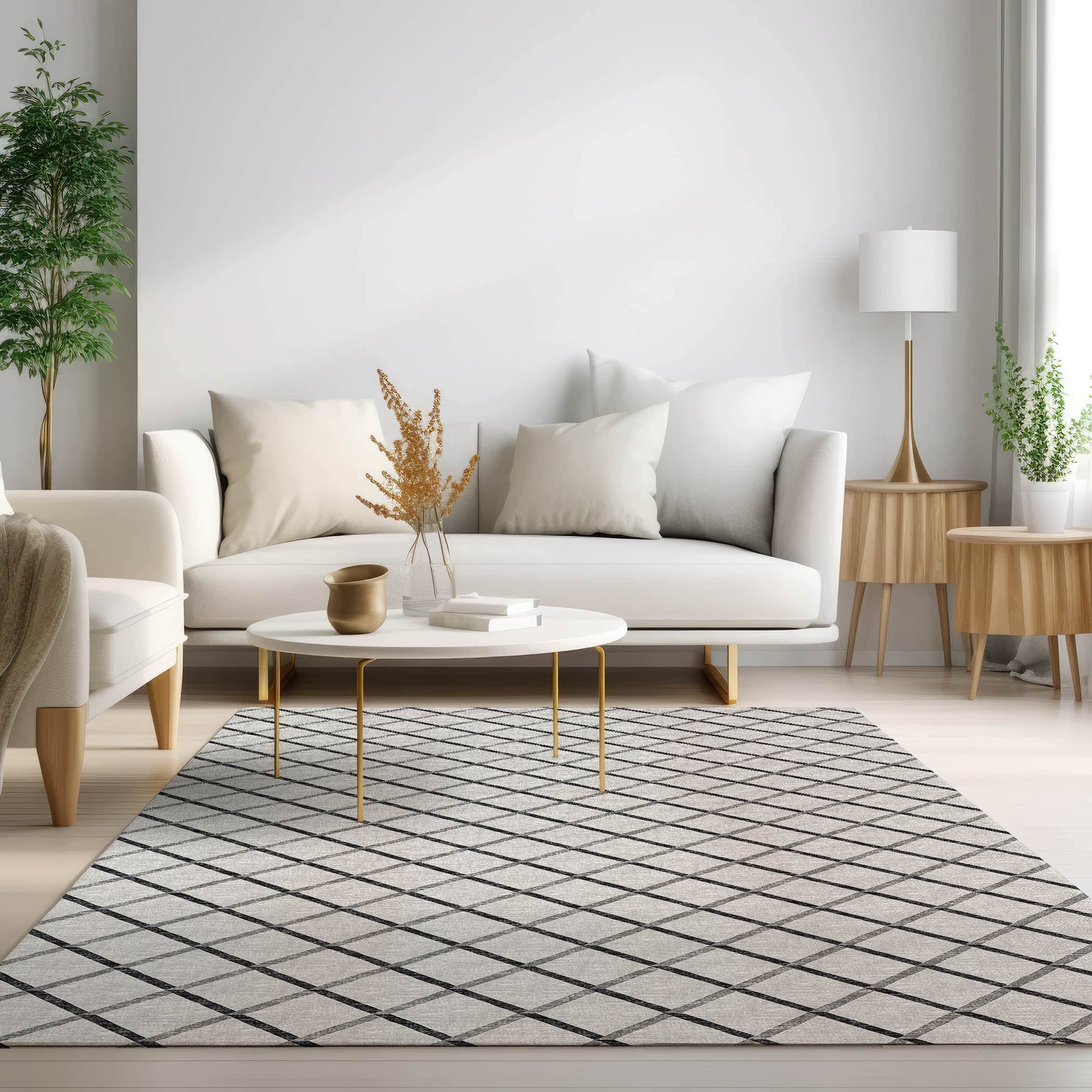 Luxury Machine Washable Indoor/Outdoor Transitional YO1 Gray Rug 3' x 5' #shape_Rectangle