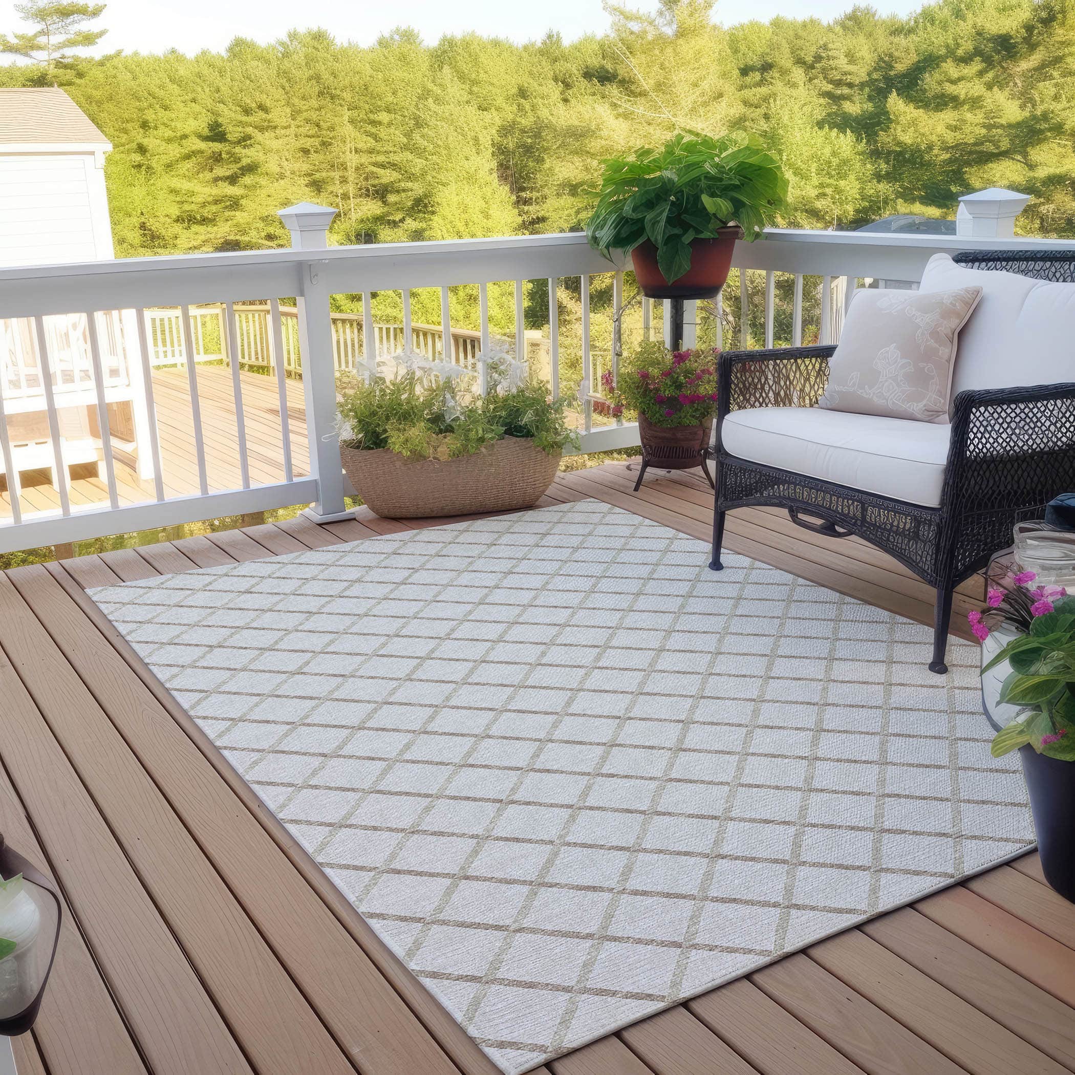 Luxury Machine Washable Indoor/Outdoor Transitional YO1 Ivory Rug 3' x 5' #shape_Rectangle