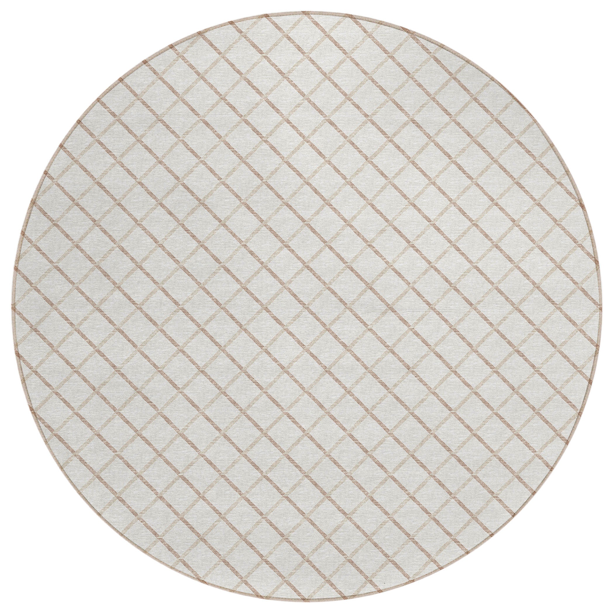 Luxury Machine Washable Indoor/Outdoor Transitional YO1 Ivory Rug 4' x 4' #shape_Round