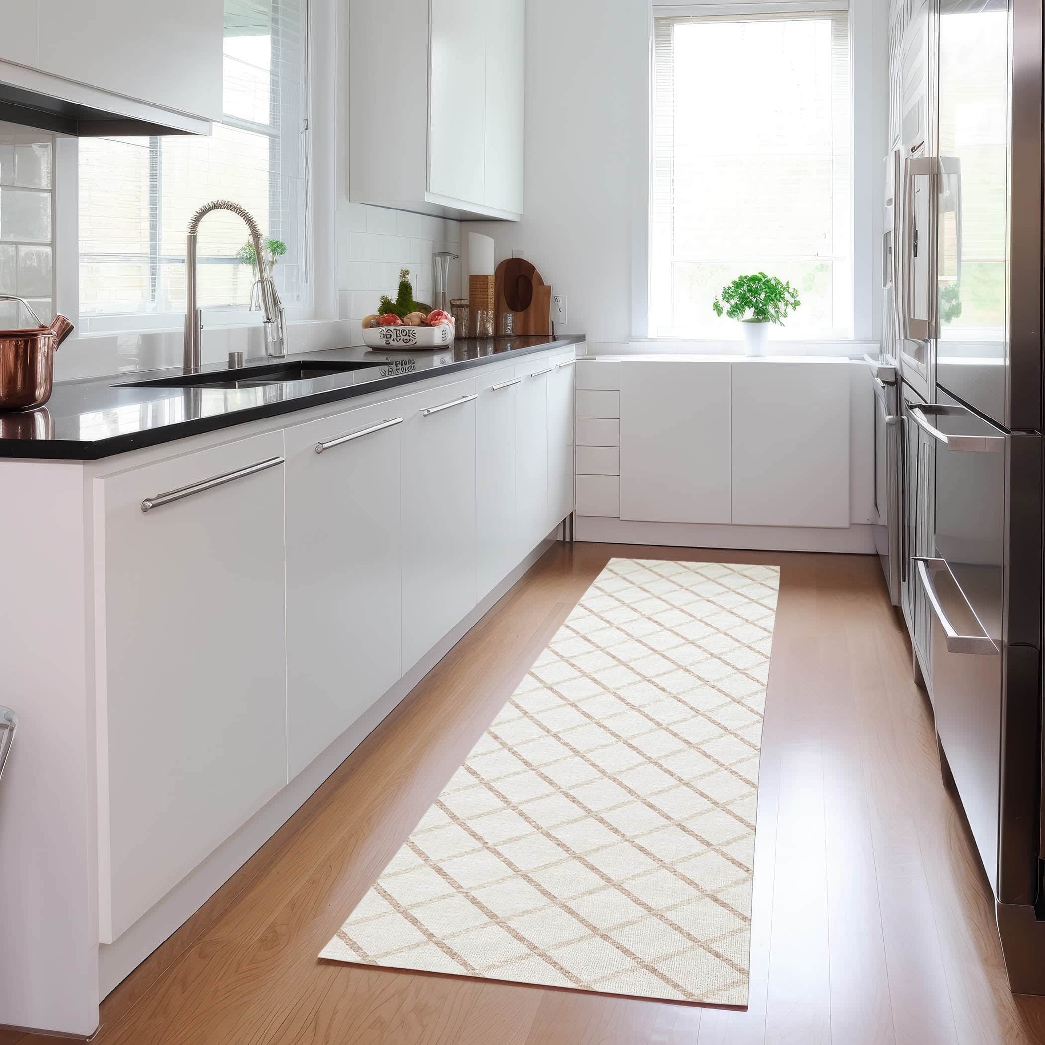 Luxury Machine Washable Indoor/Outdoor Transitional YO1 Ivory Rug 2'3" x 10' #shape_Runner