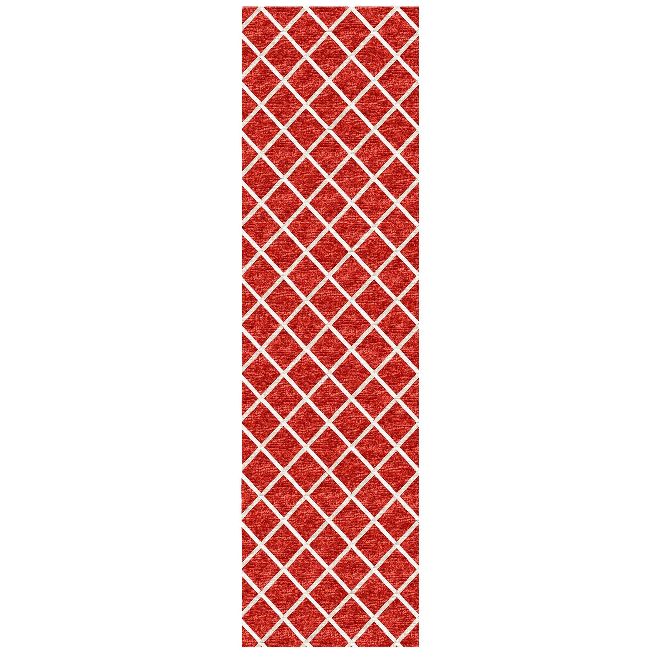 Luxury Machine Washable Indoor/Outdoor Transitional YO1 Red Rug 2'3" x 10' #shape_Runner