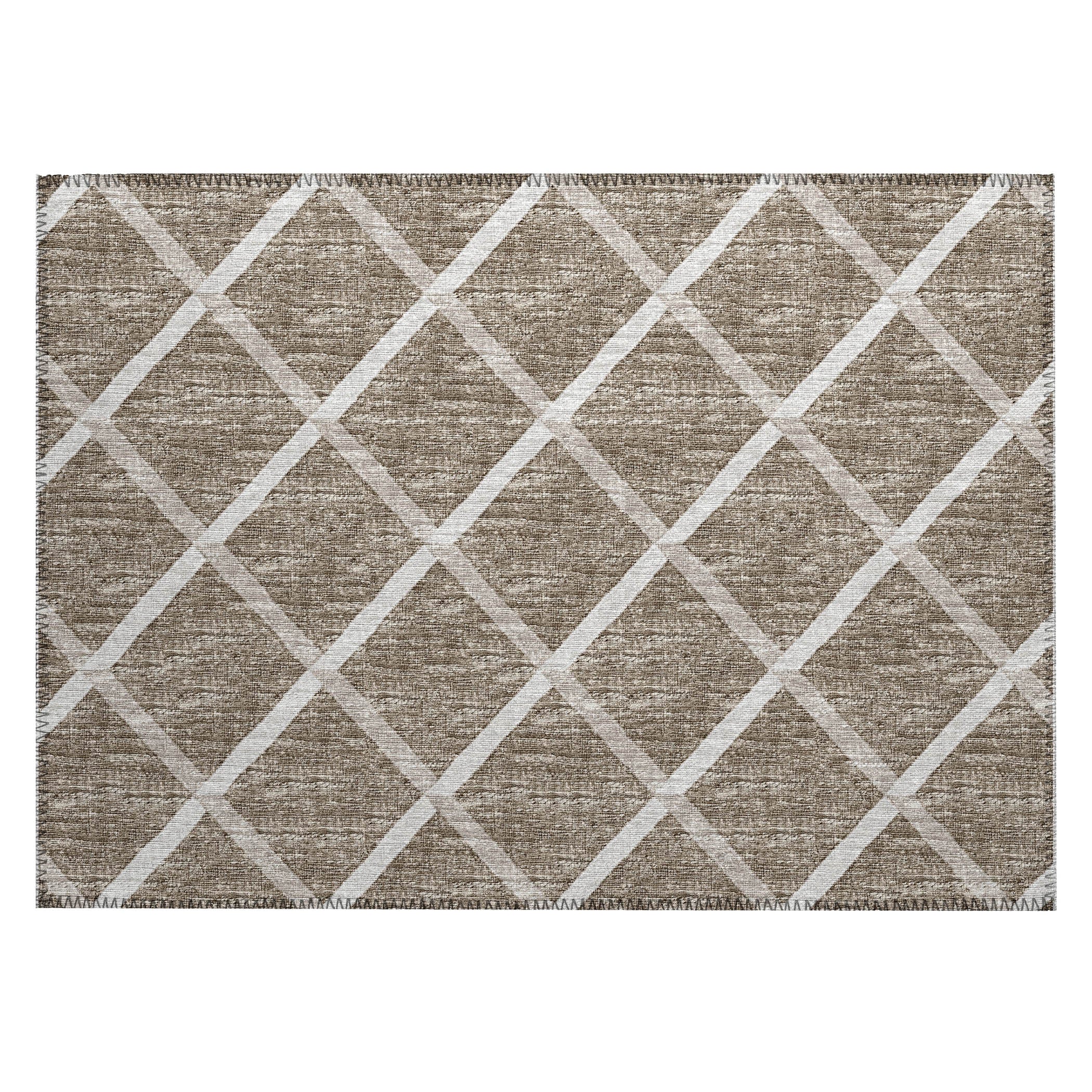 Luxury Machine Washable Indoor/Outdoor Transitional YO1 Taupe Brown Rug 1'8" x 2'6" #shape_Rectangle