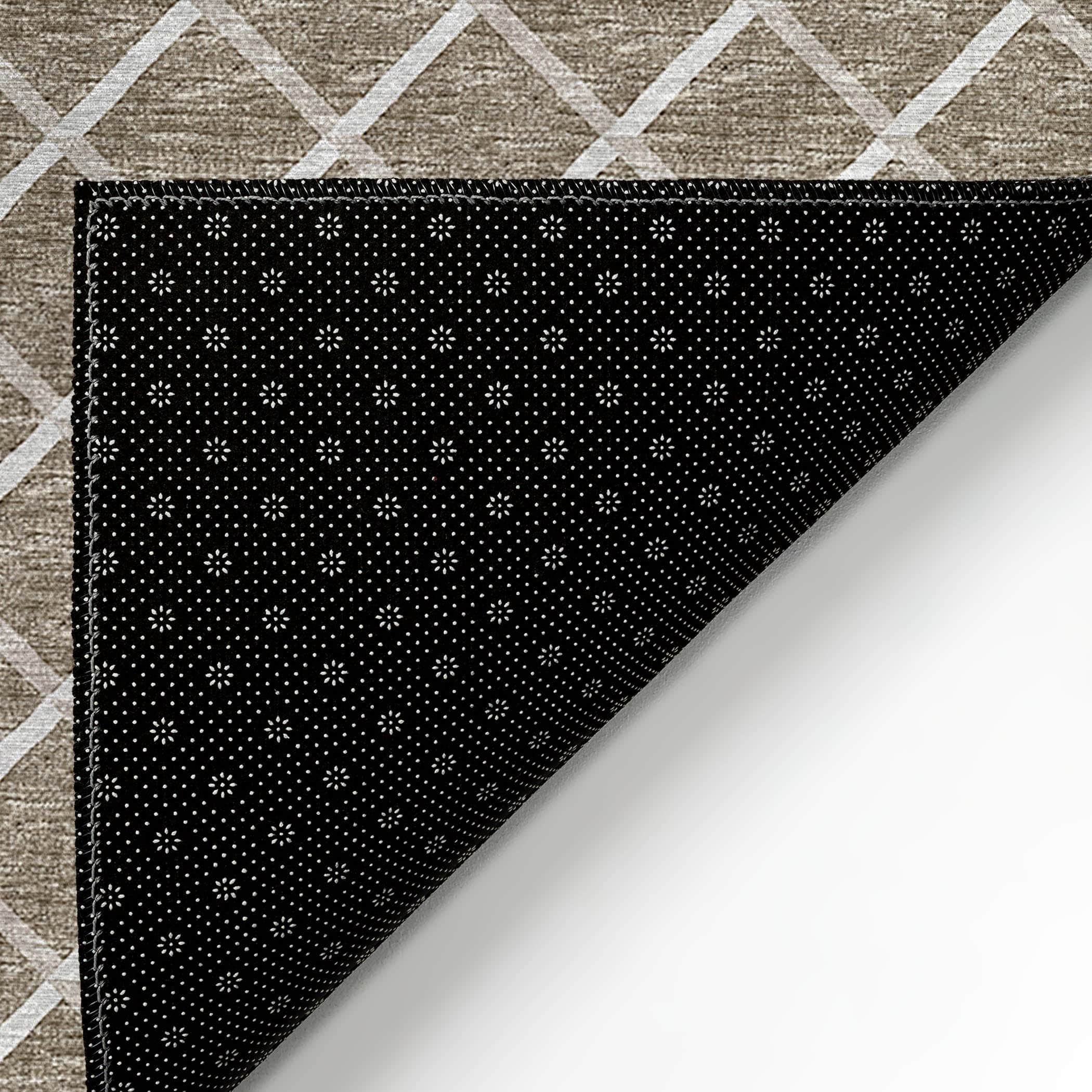 Luxury Machine Washable Indoor/Outdoor Transitional YO1 Taupe Brown Rug 1'8" x 2'6" #shape_Rectangle