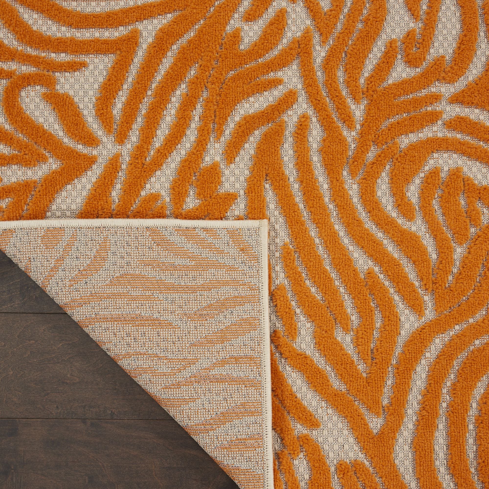Orange Indoor Outdoor Zebra Stripe Area Rug