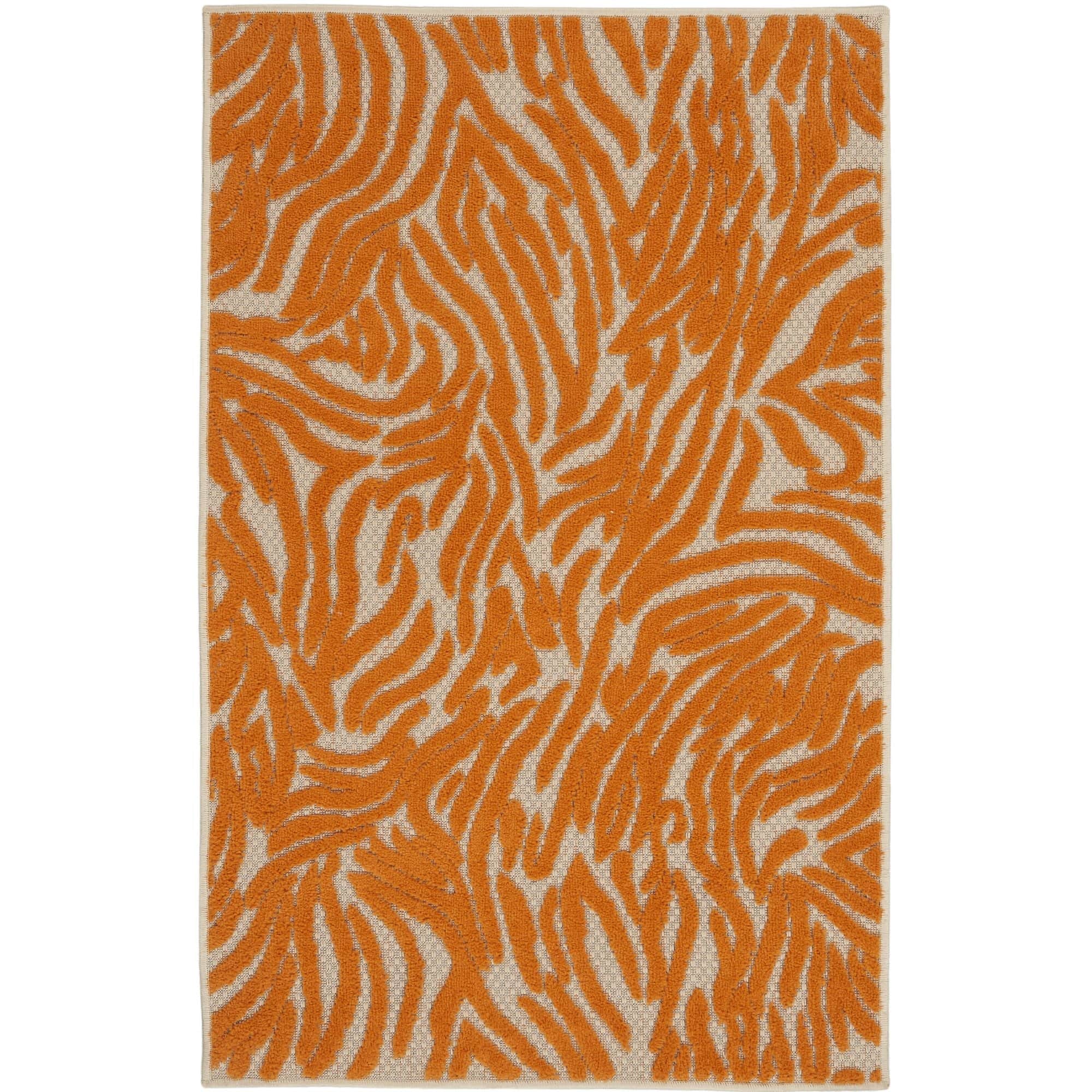 Orange Indoor Outdoor Zebra Stripe Area Rug