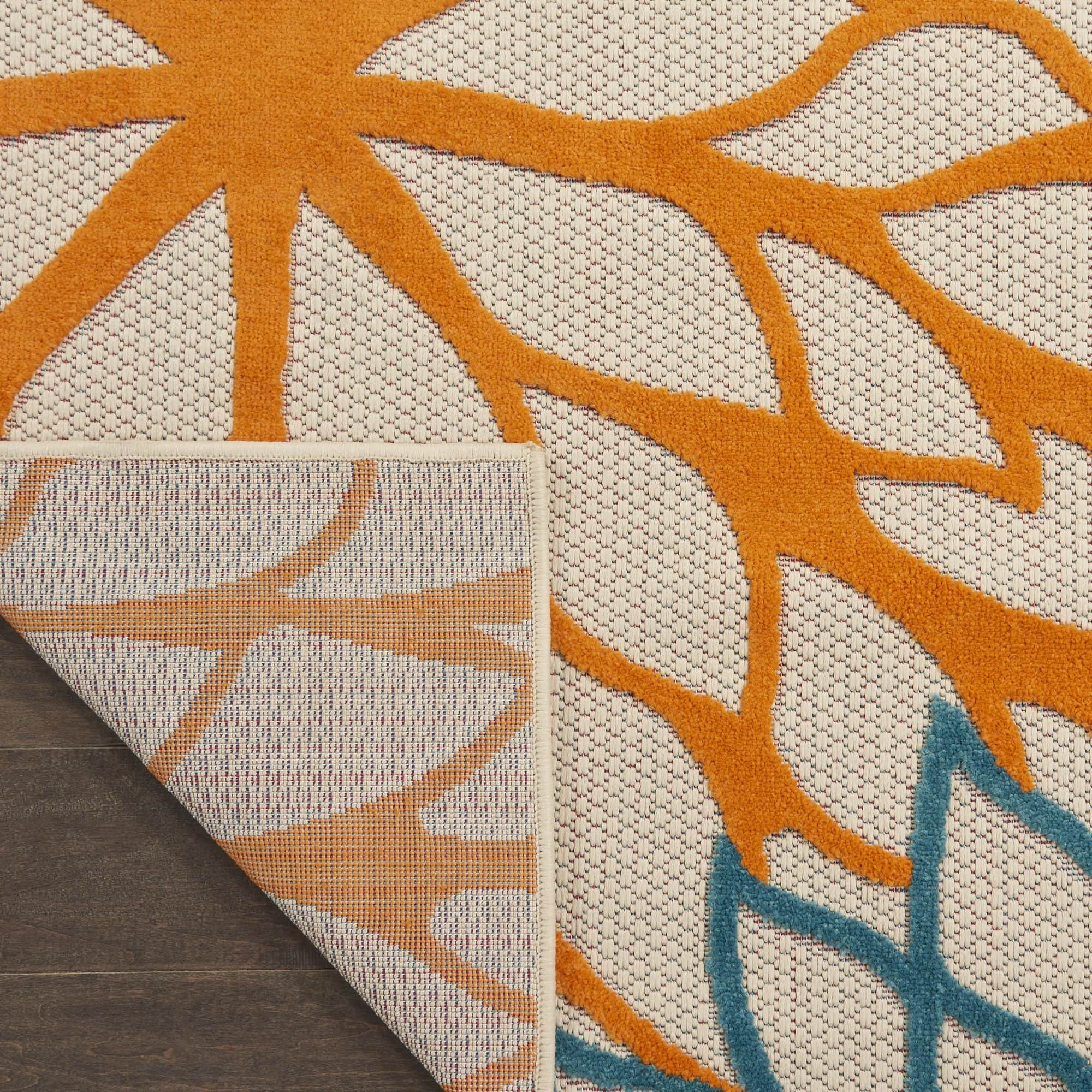 Green Tropical Indoor-Outdoor Black White Area Rug