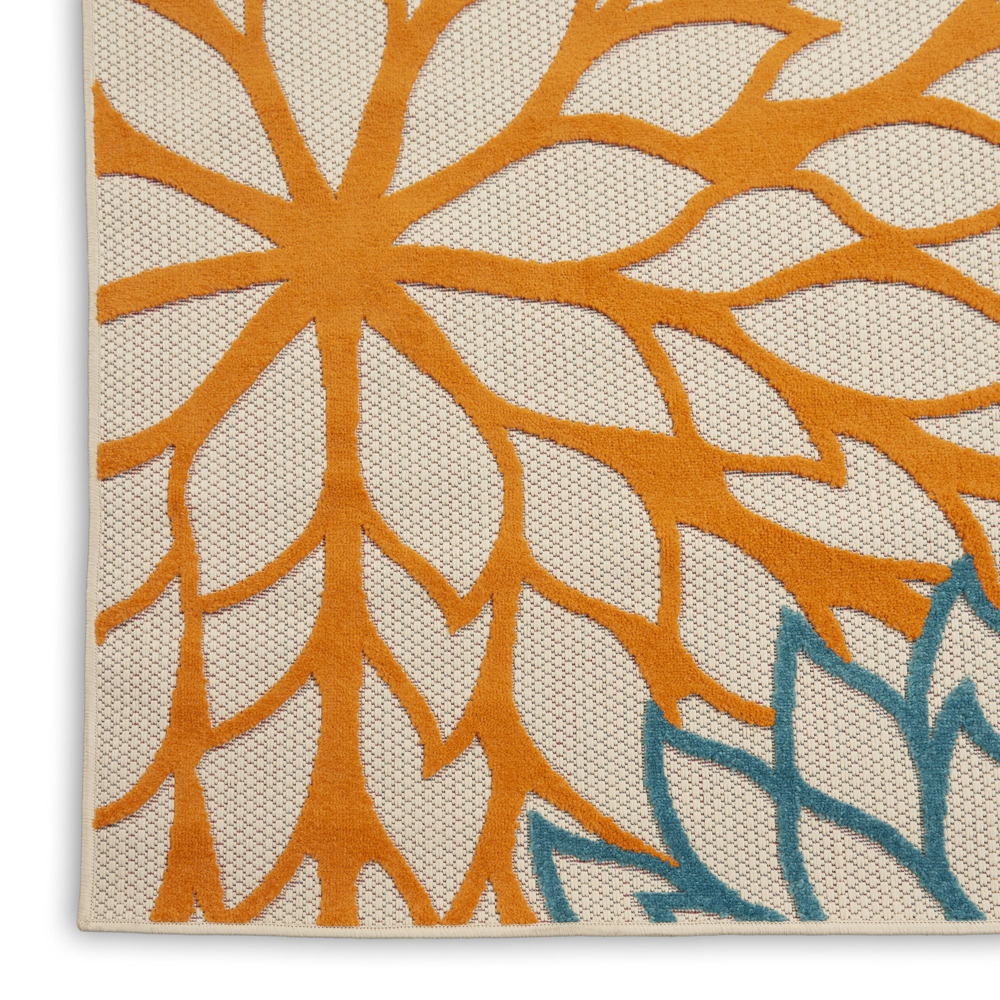 Green Tropical Indoor-Outdoor Black White Area Rug