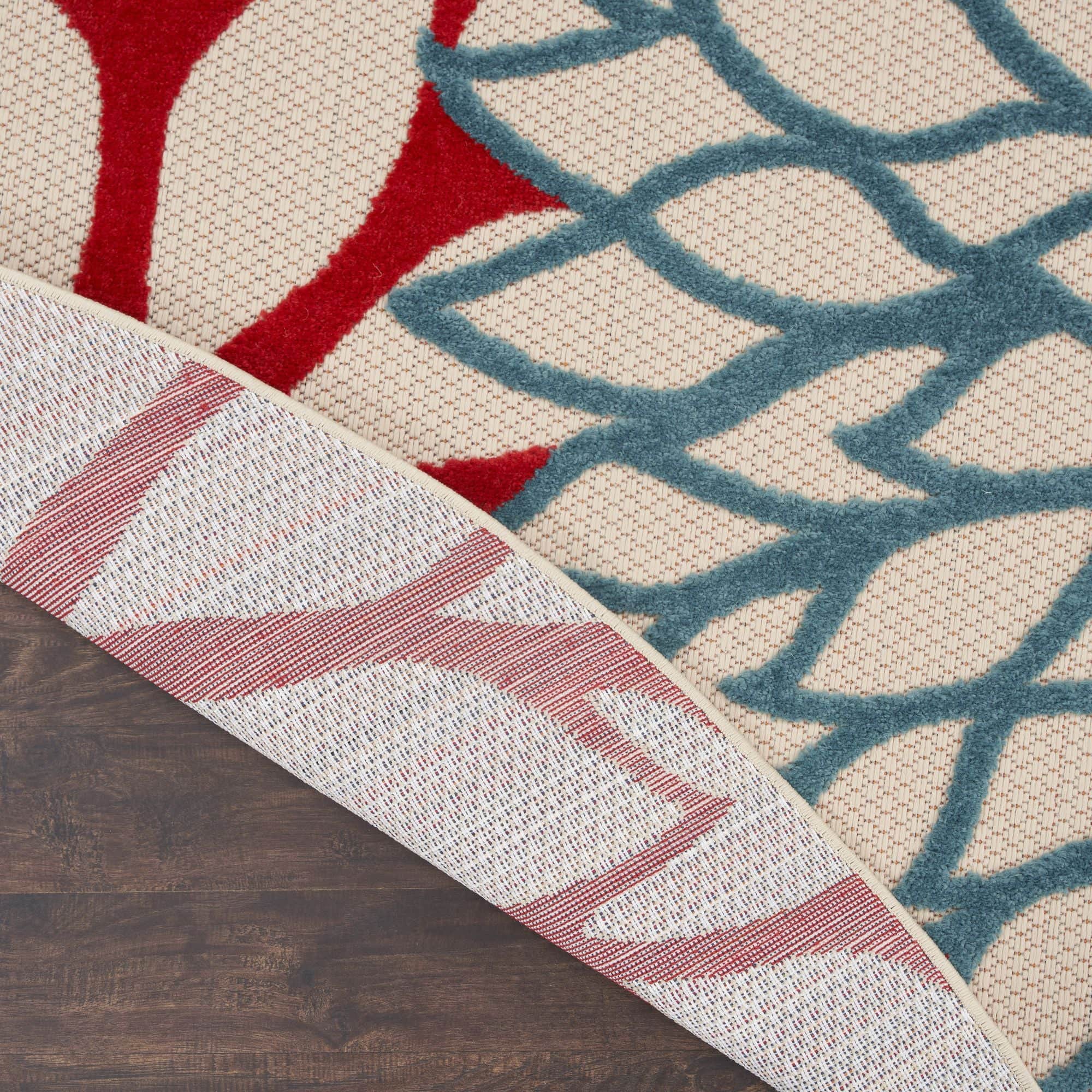 Green Tropical Indoor-Outdoor Black White Area Rug