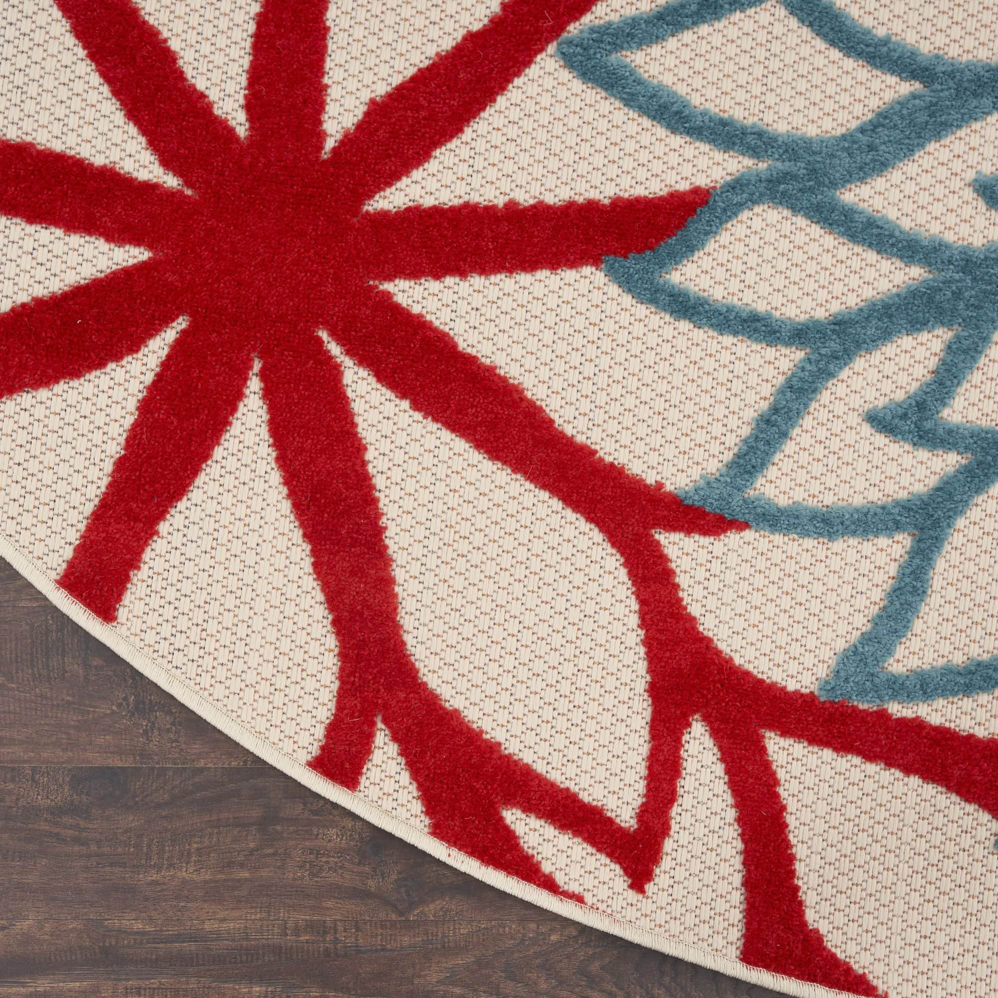 Green Tropical Indoor-Outdoor Black White Area Rug