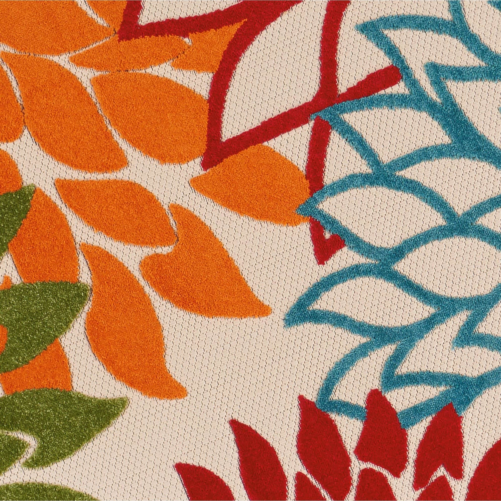 Green Tropical Indoor-Outdoor Black White Area Rug