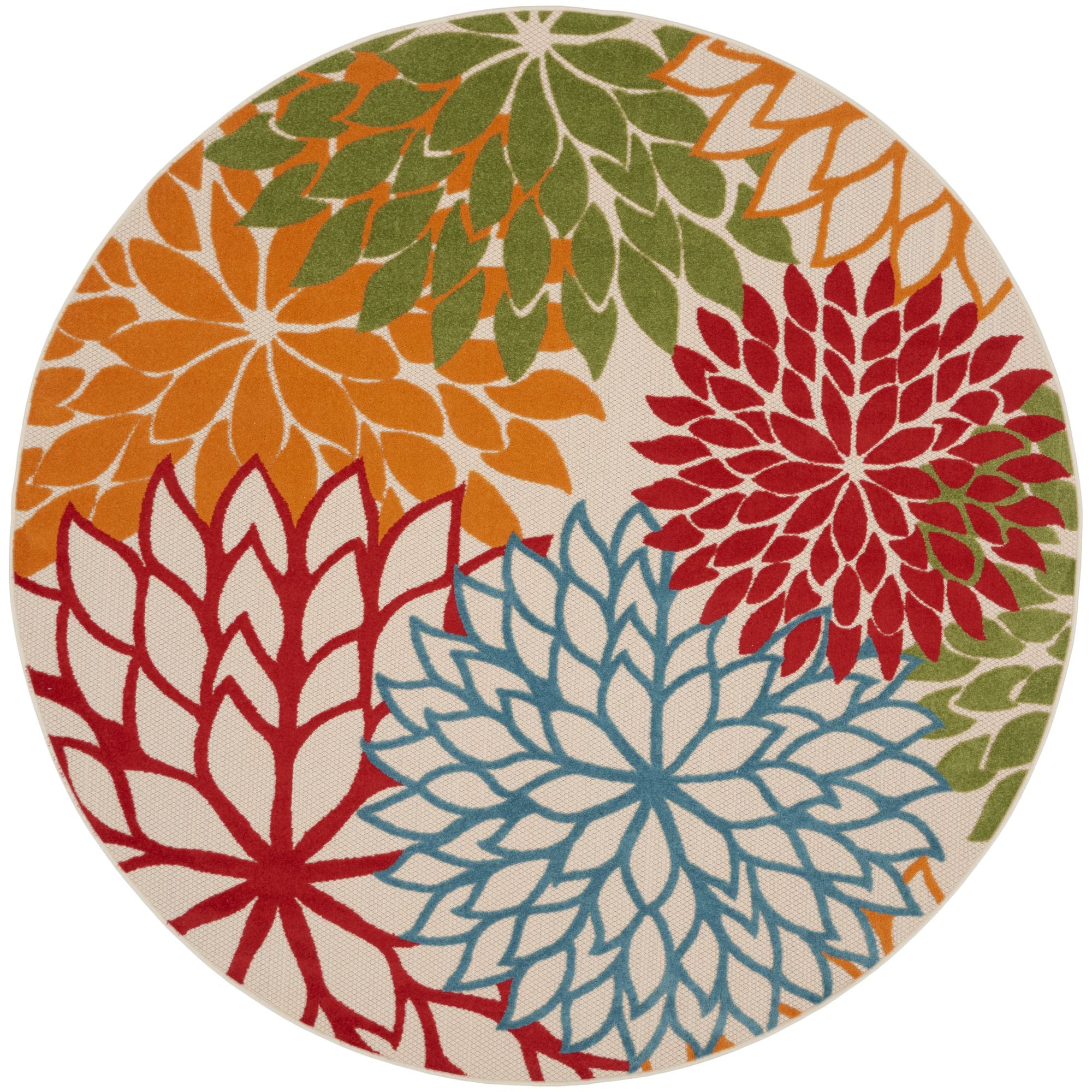 Green Tropical Indoor-Outdoor Black White Area Rug