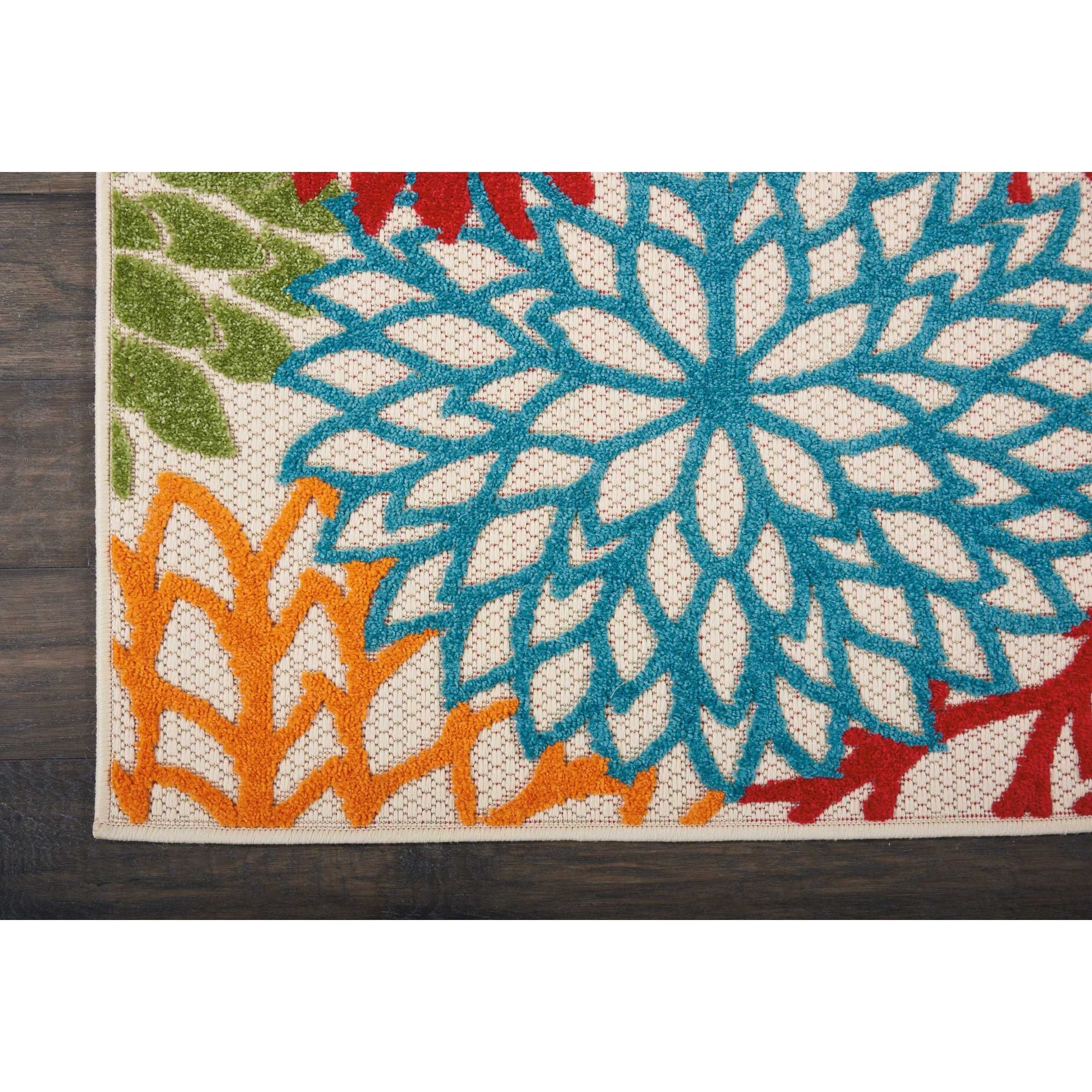 Green Tropical Indoor-Outdoor Black White Area Rug
