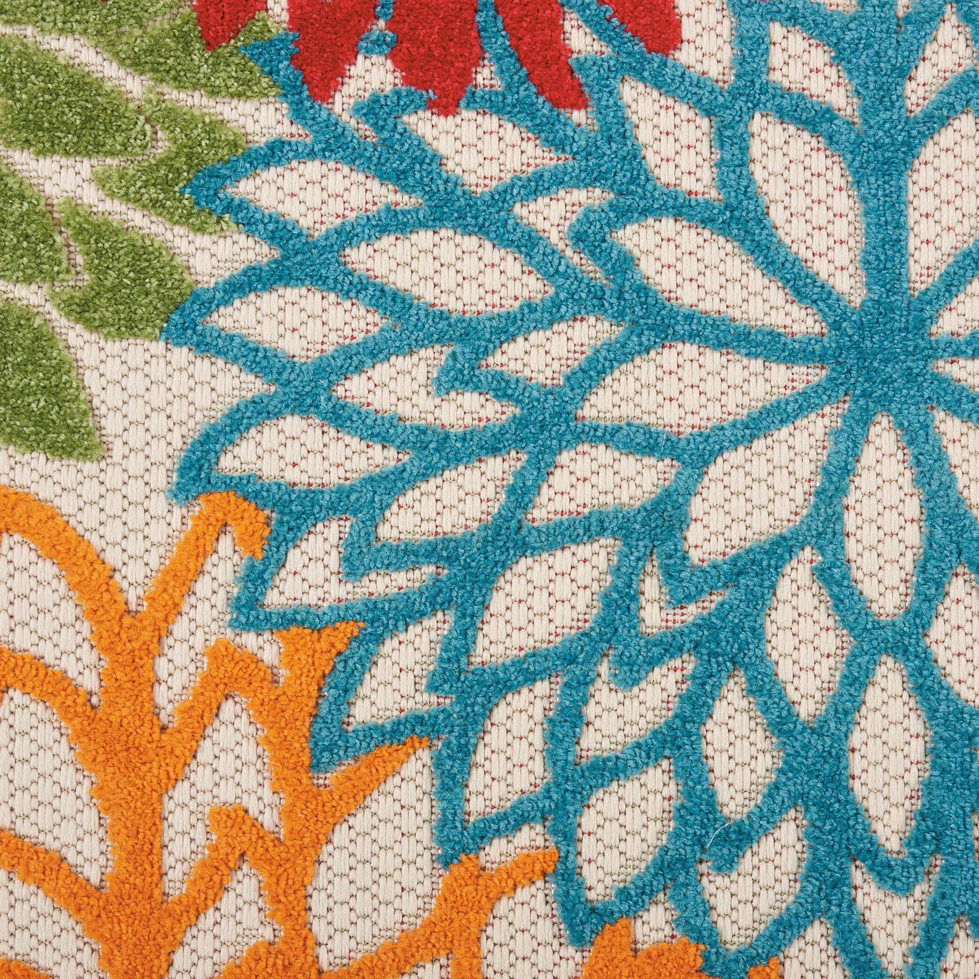 Green Tropical Indoor-Outdoor Black White Area Rug