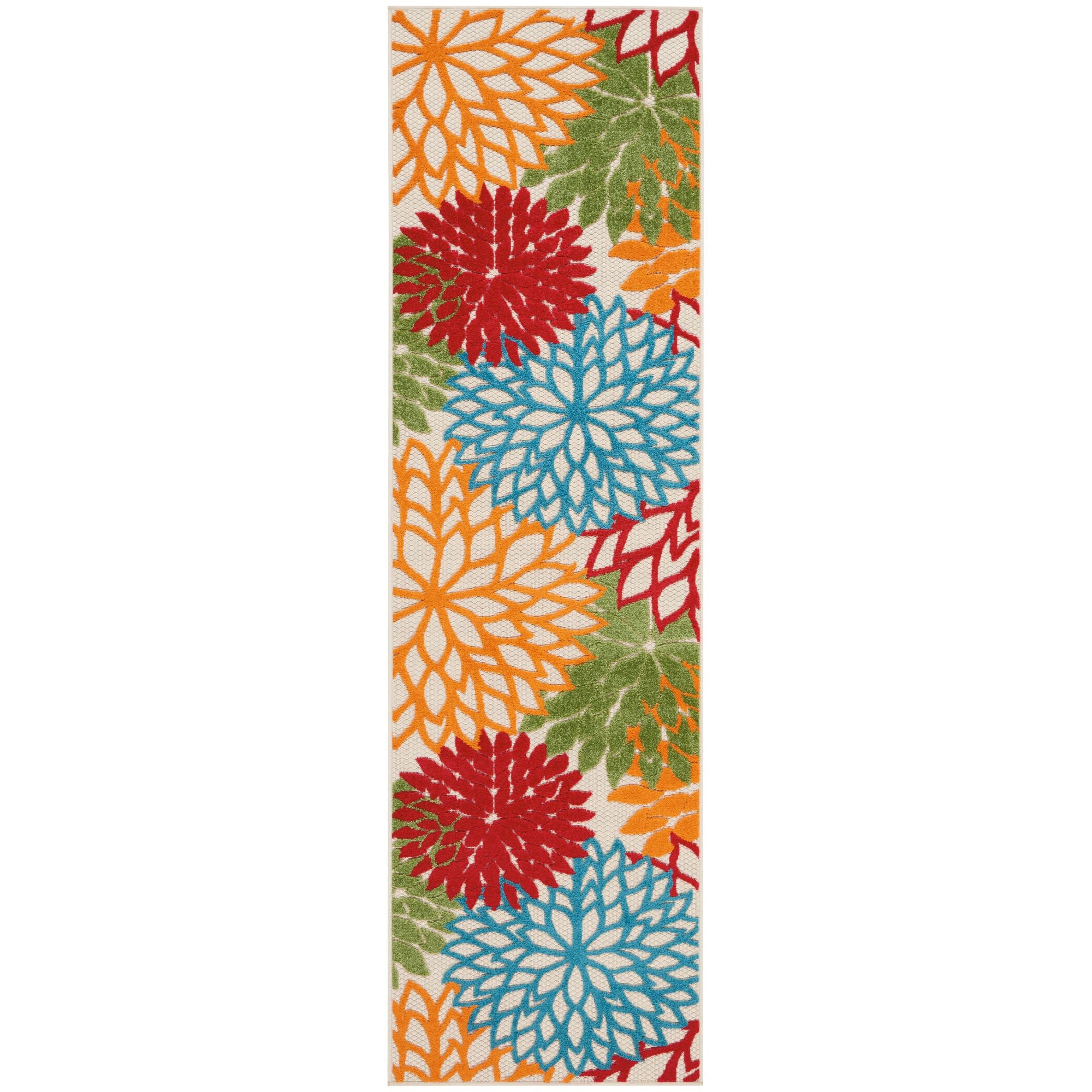 Green Tropical Indoor-Outdoor Black White Area Rug